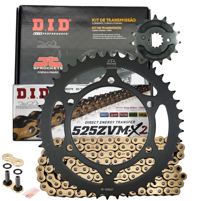 Kit Relação Premium Did Zvm-X Jt Yamaha Z Ténéré de 2008 até 2017 Xt 660 R de 2004 até 2018 X Supermotard de 2004 até 2017