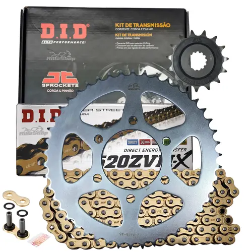 Kit Relação Premium Did Jt 520 Zvm-X2 120 L 46/15 Kawasaki Er6n 09/17 Er6f Ninja 06/17 Z 650 18/24 Versys 650 10/25