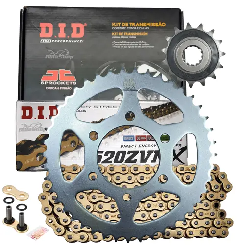 Kit Relação Premium Did Jt 520 Zvm-X 120 L 43/15 Kawasaki Z 750 Abs 2004 até 2012 R 2011 e 2012 S 2005 e 2006
