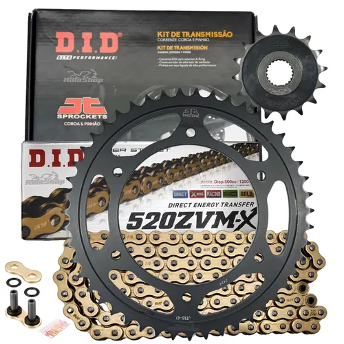 Relação Premium Did Jt 520 Zvm-X 120 L 47/16 Bmw F 650 94/00 Dakar 99/06 F 650 Gs 99/07 G 650 Gs 11/15 Sertão 12/13 Pegaso 650 98/04
