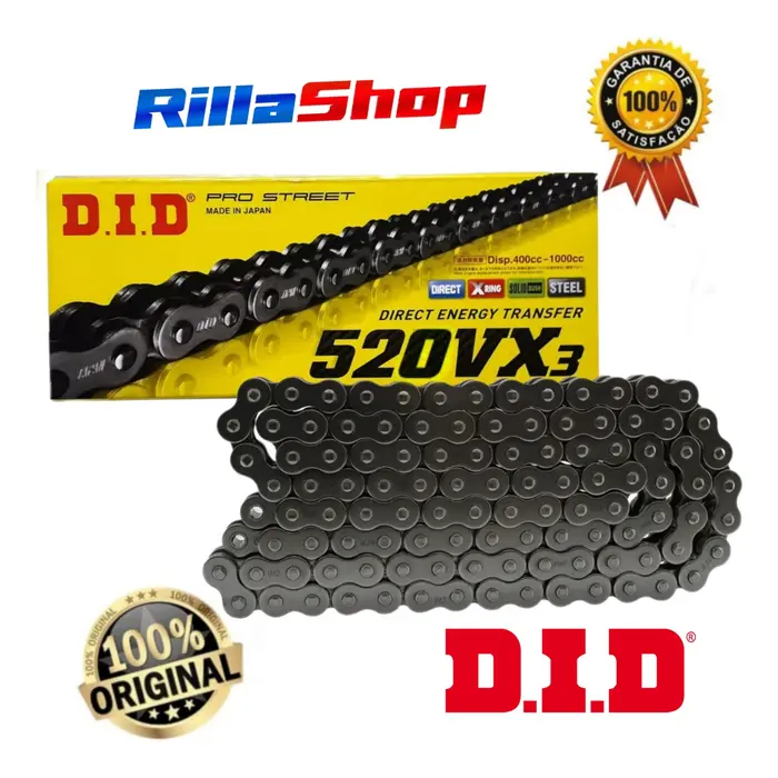 Relação Premium Did Jt 520 Vx3 114 L 46/15 Kawasaki Er6n 09/17 Er6f Ninja 06/17 Z 650 18/24 Versys 650 10/25