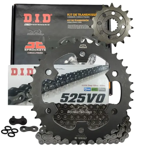 Kit Relação Premium Did Jt 525 V0 100 L 38/15 Royal Enfield Interceptor Continental 650 2018 até 2025