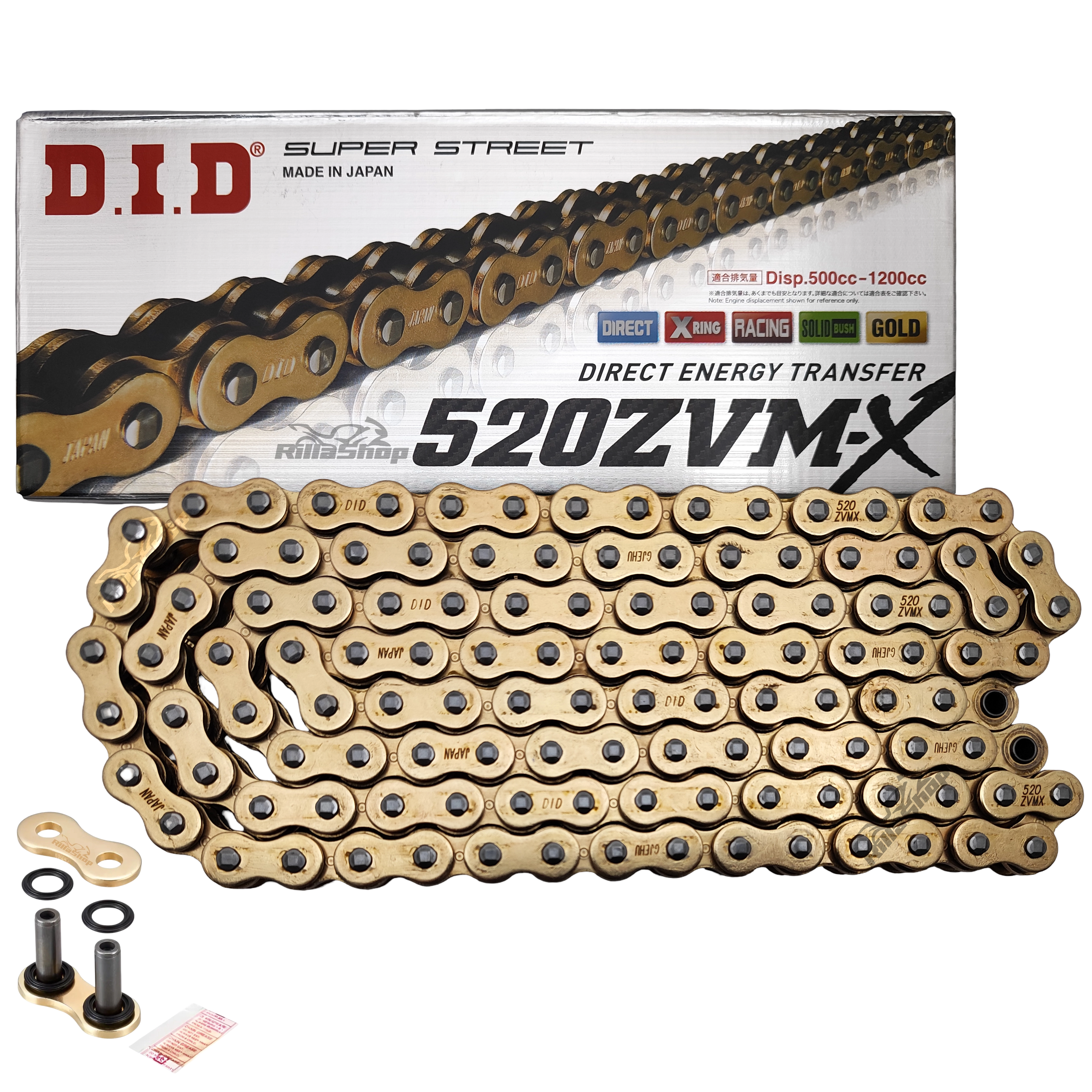 Corrente de Transmissão Dourada com Retentor DID ZVM-X Passo 520 120 Elos