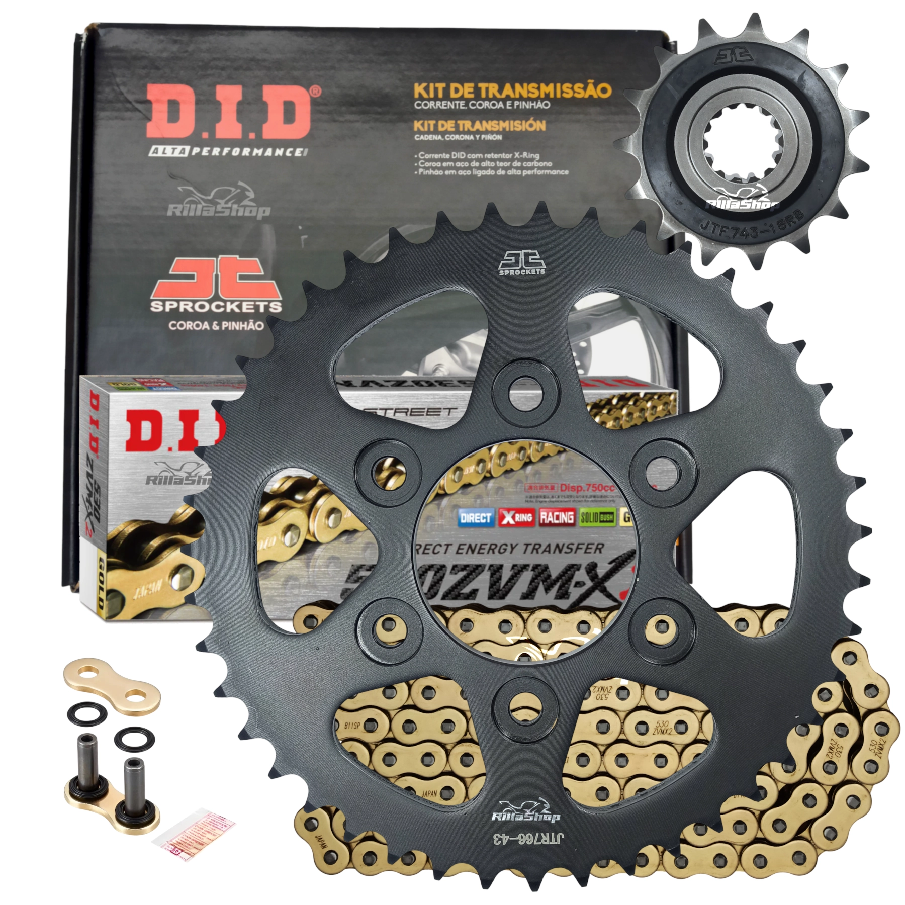 Kit Relação Premium Did Jt 530 Zvm-X 11 L 43/15 Ducati Multistrada Enduro 1200 2016 até 2018 Multistrada Enduro 1260 2019 e 2020