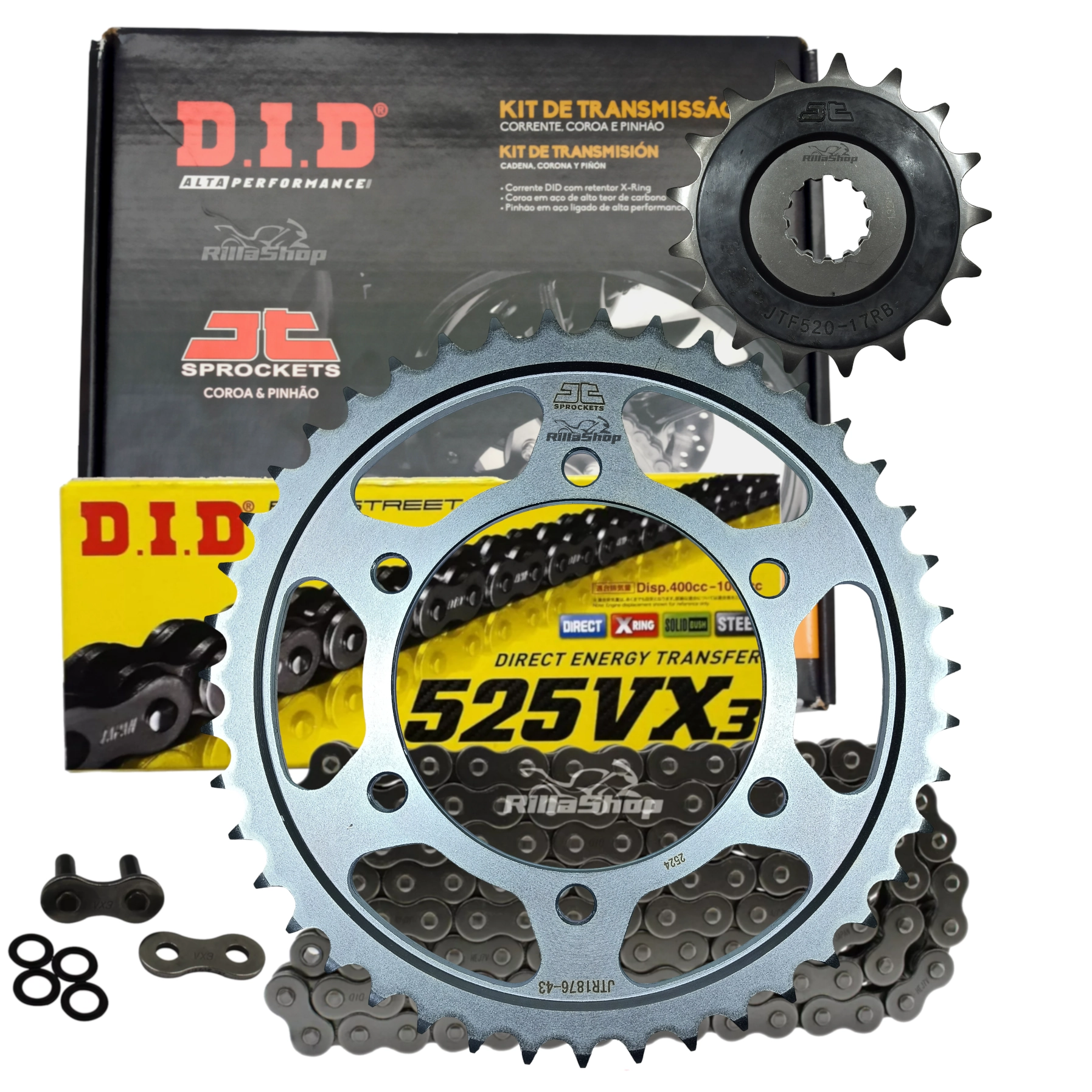 Kit Relação Premium Did Jt 525 Vx3 114 L 43/17 Suzuki Gsx S 750 2017 até 2023 Gsx S 750 Z 2017 até 2023