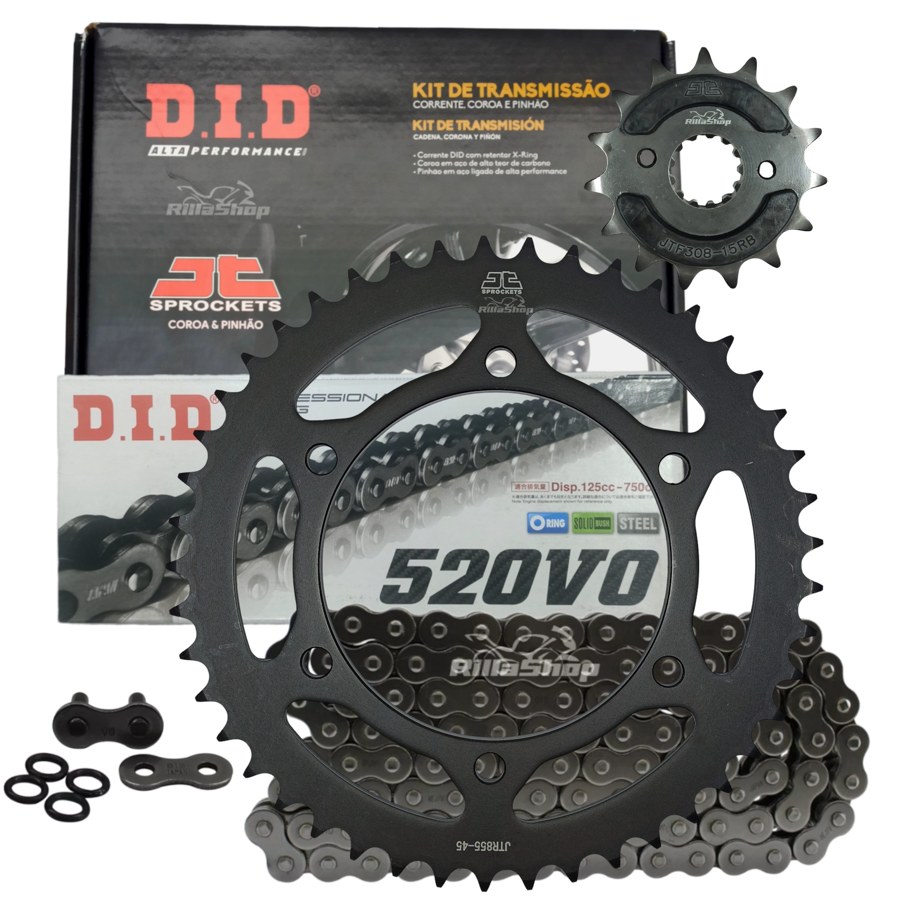 Kit Relação Premium Did Jt 520 V0 110 L 45/15 Yamaha Xt 660 R 2004 até 2018 X Supermotard 2004 até 2017