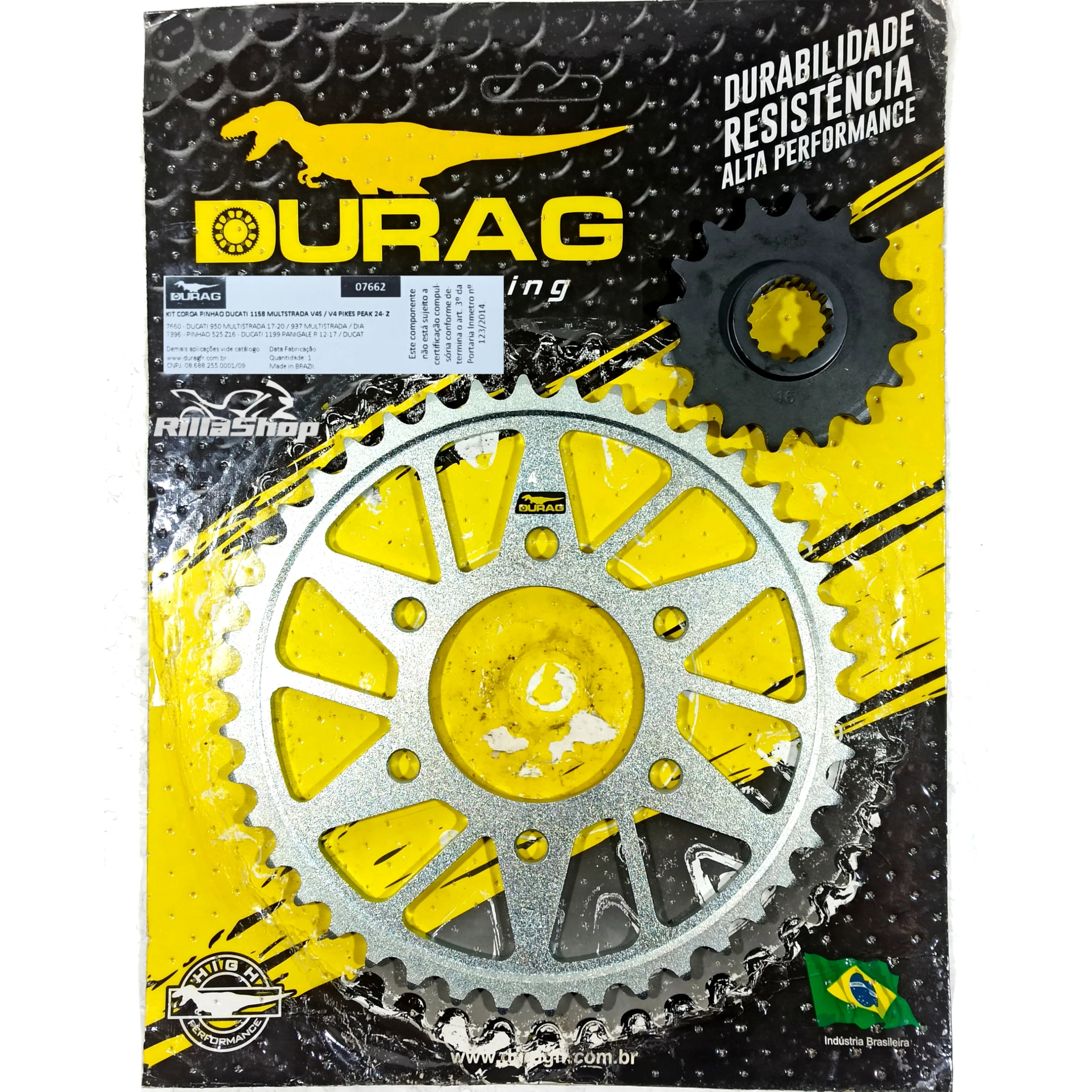 Kit Coroa e Pinhão Durag 525 42/16 Ducati Multistrada 1158 V4 2021 até 2024