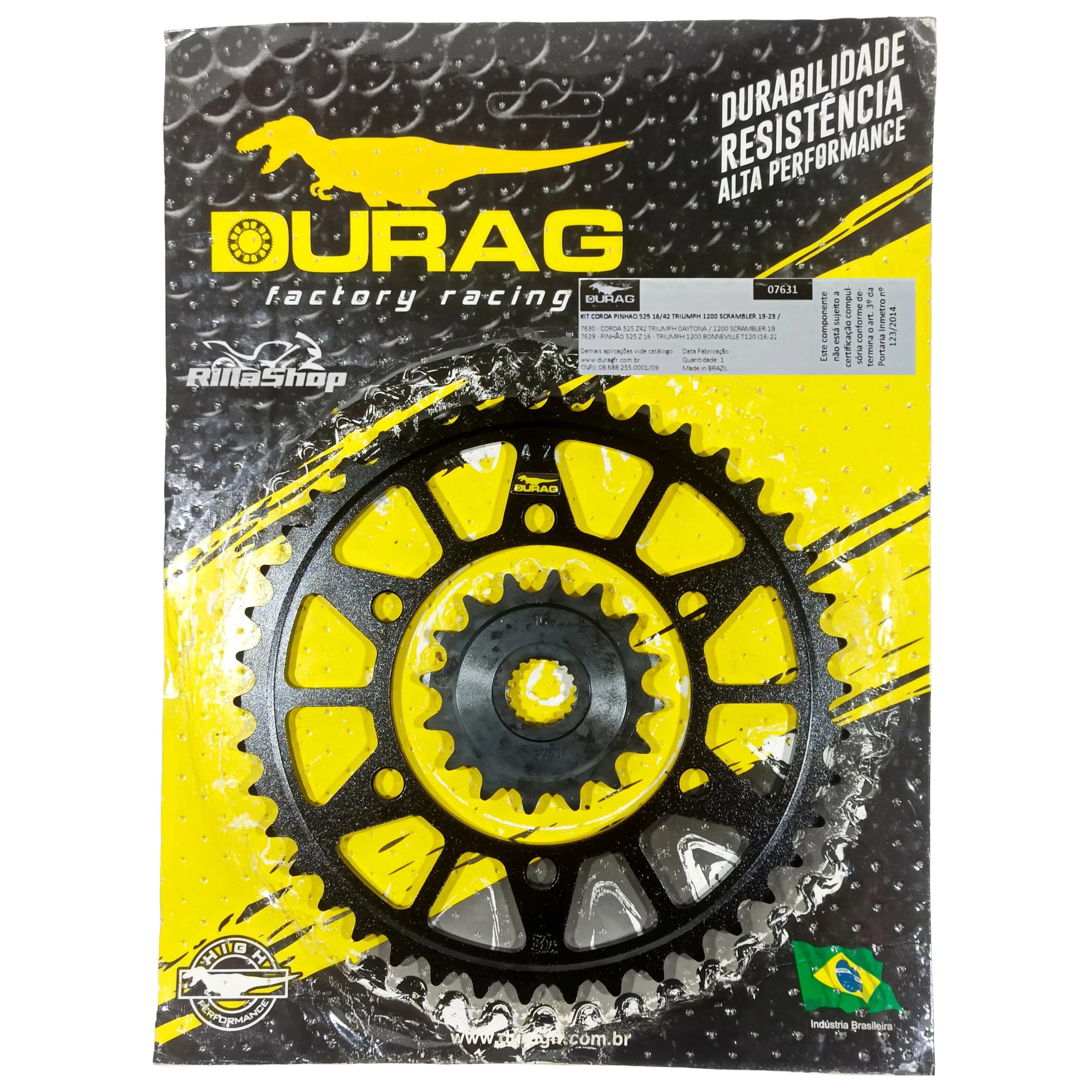 Kit Coroa e Pinhão Durag 525 42/16 Triumph 1200 Speed Twin 1200 2019 até 2024 Thruxton R 2016 até 2023