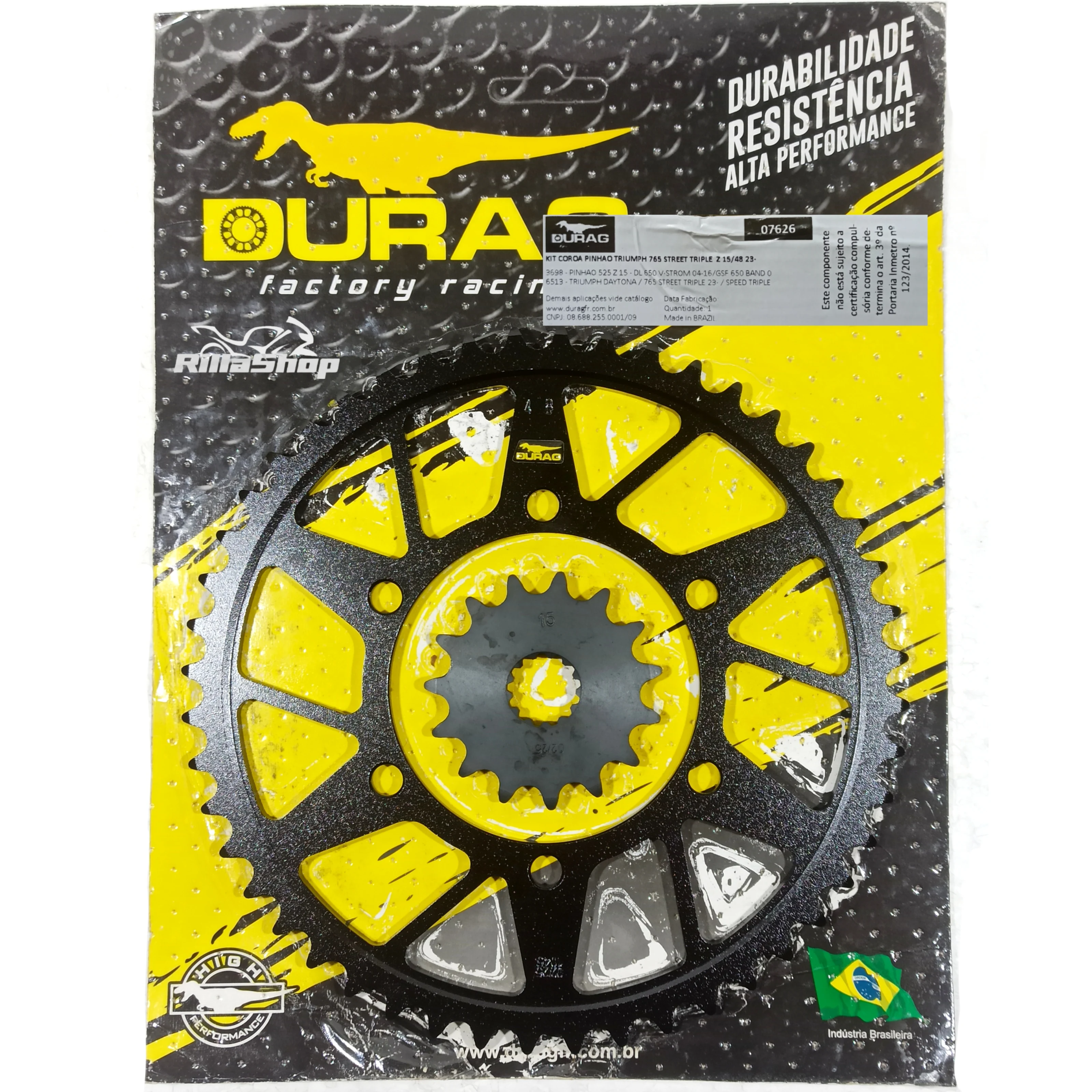 Kit Coroa e Pinhão Durag 525 48/15 Street Triple 765 2023 e 2024