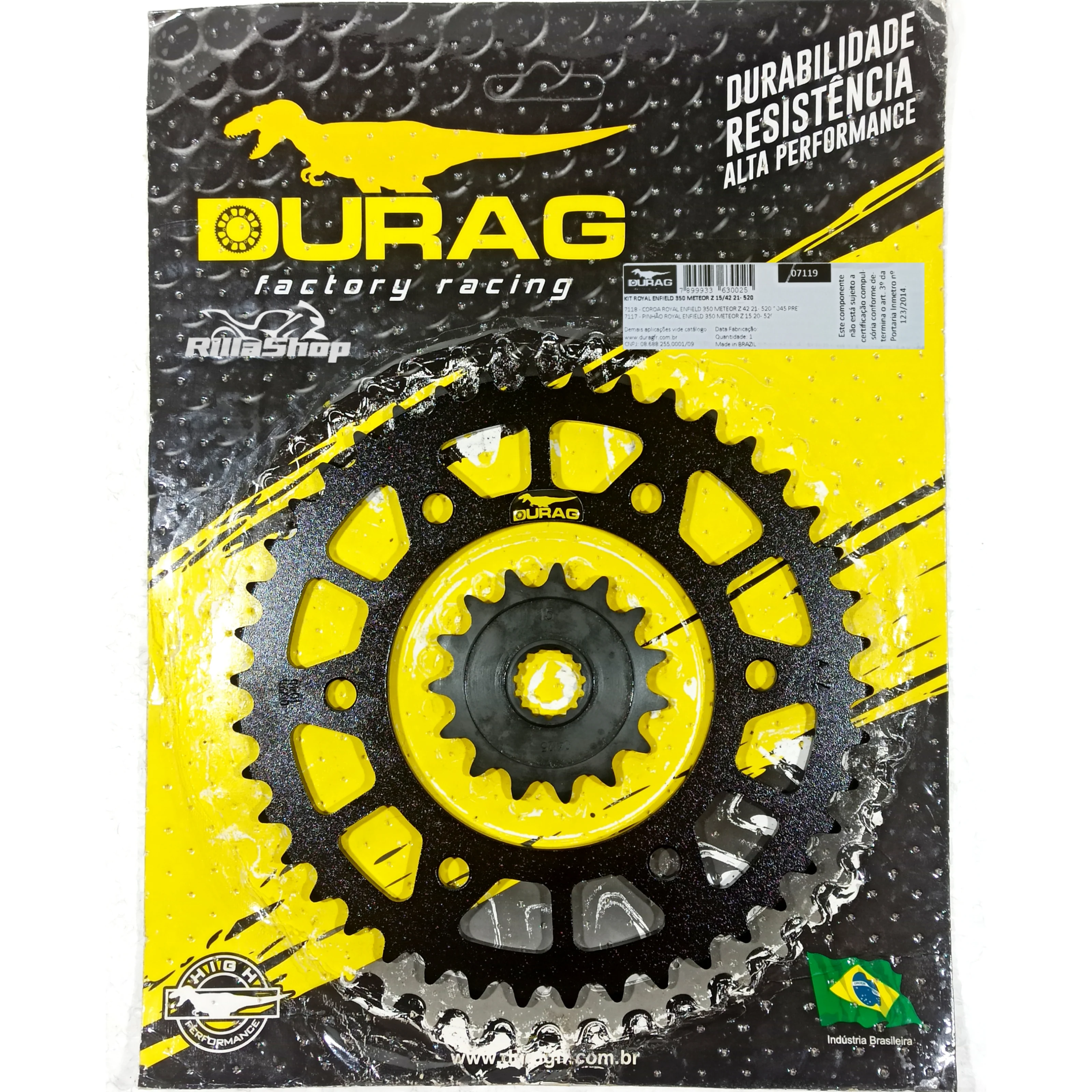 Kit Coroa e Pinhão Durag 520 42/15 Royal 350 Meteor 2021 até 2024