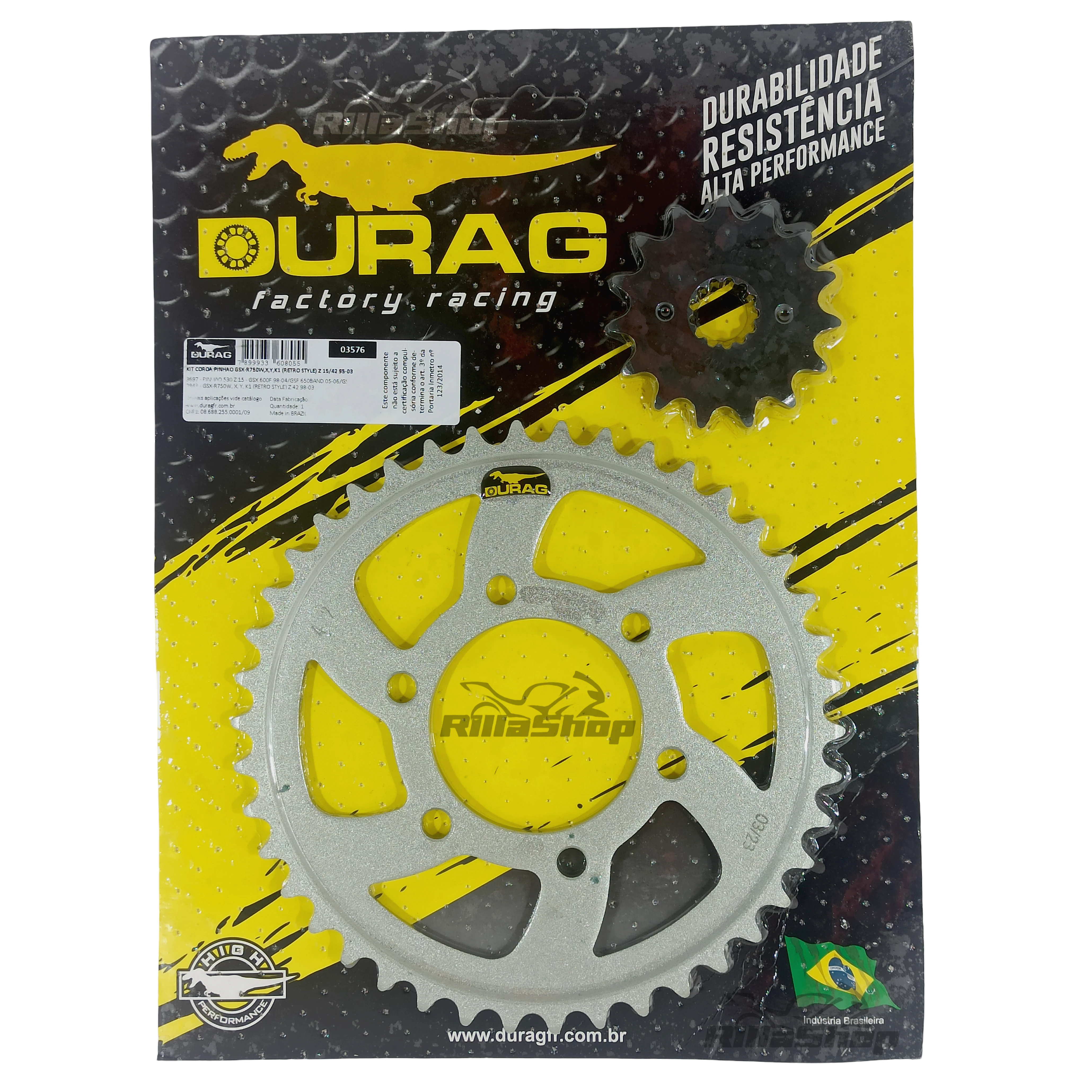 Kit Coroa e Pinhão Durag 530 42/15 Gsx R750w Retro Style 1998 até 2003