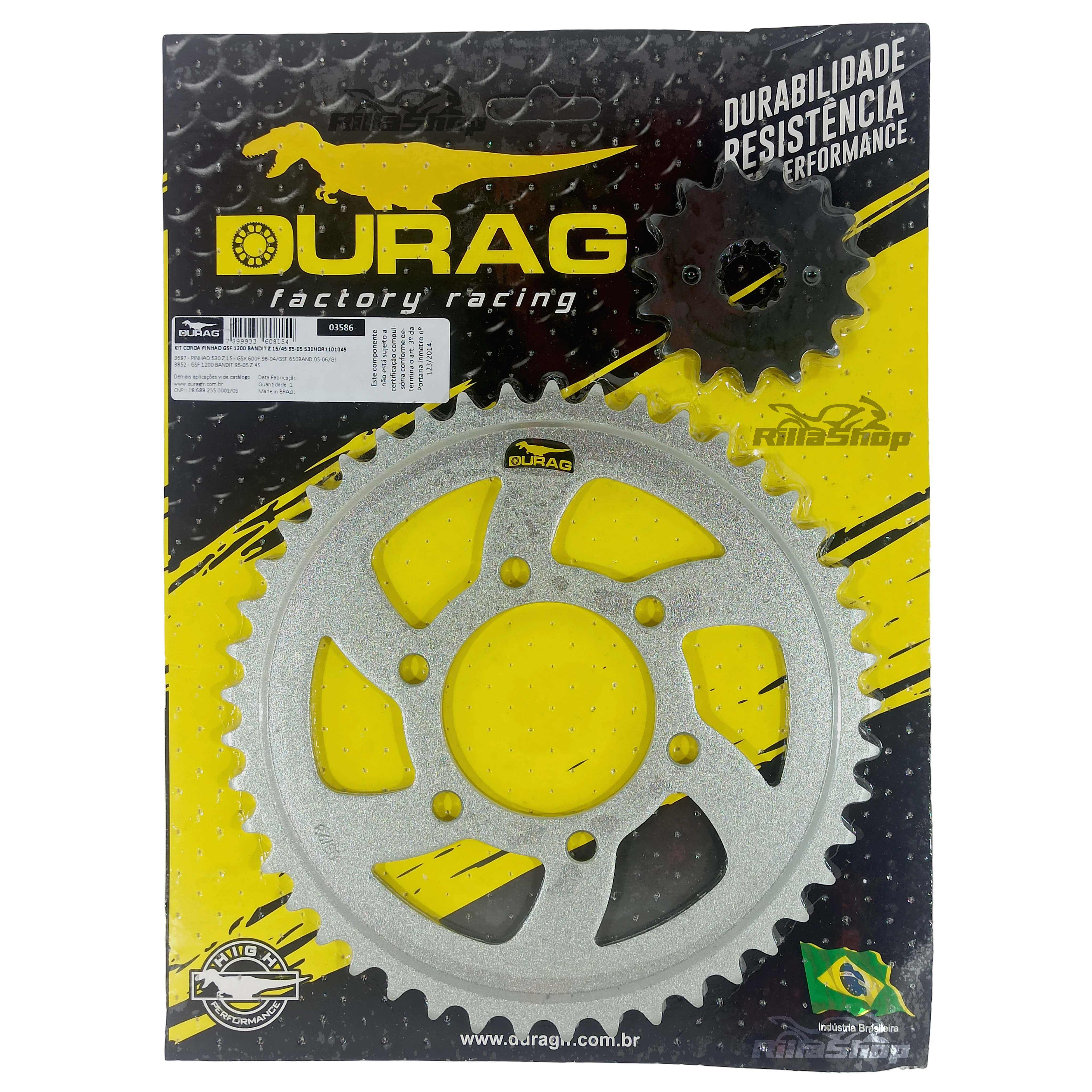 Kit Coroa e Pinhão Durag 530 45/15 Gsf 1200 Bandit 1994 até 2005