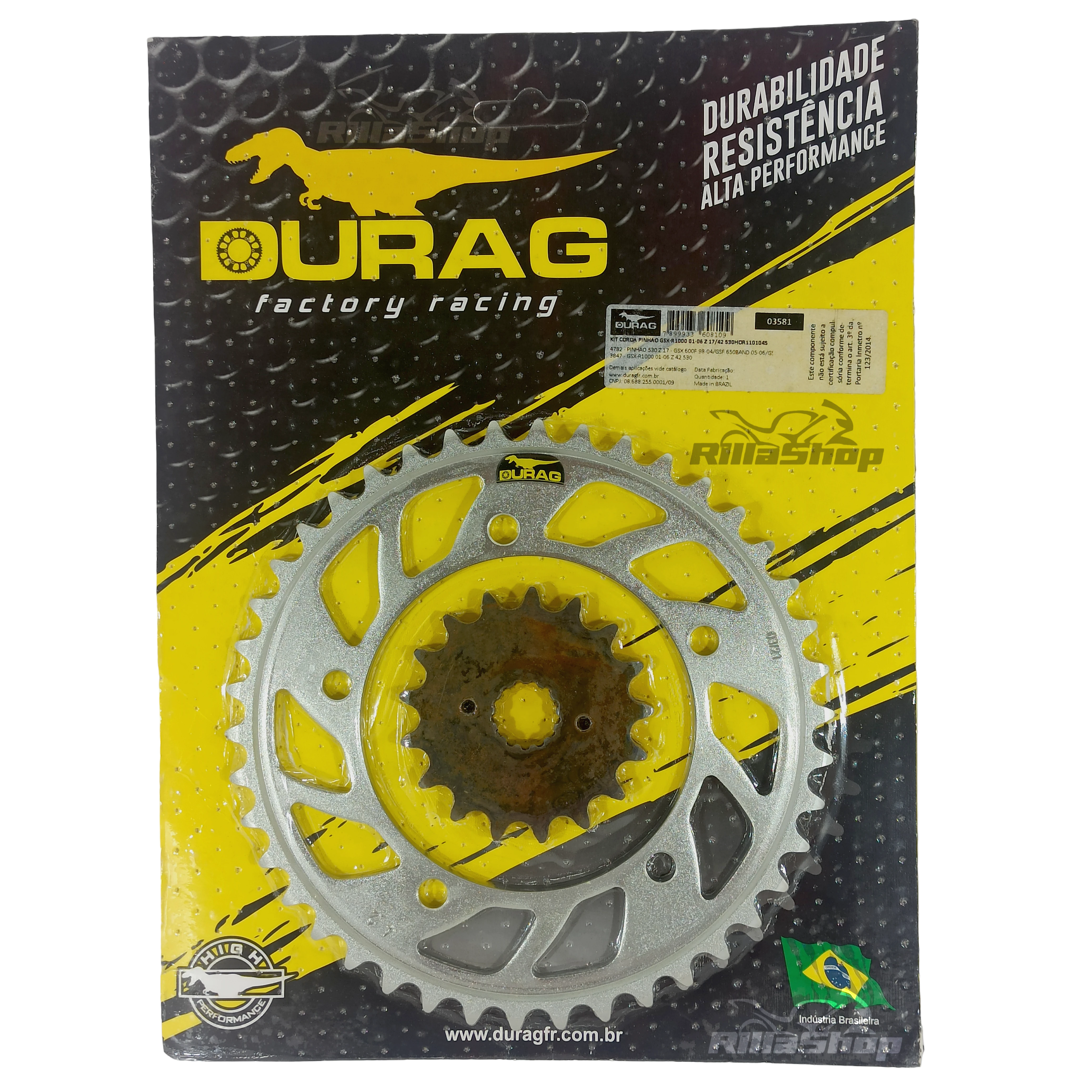 Kit Coroa e Pinhão Durag 530 42/17 Suzuki Gsx R 1000 2001 até 2006