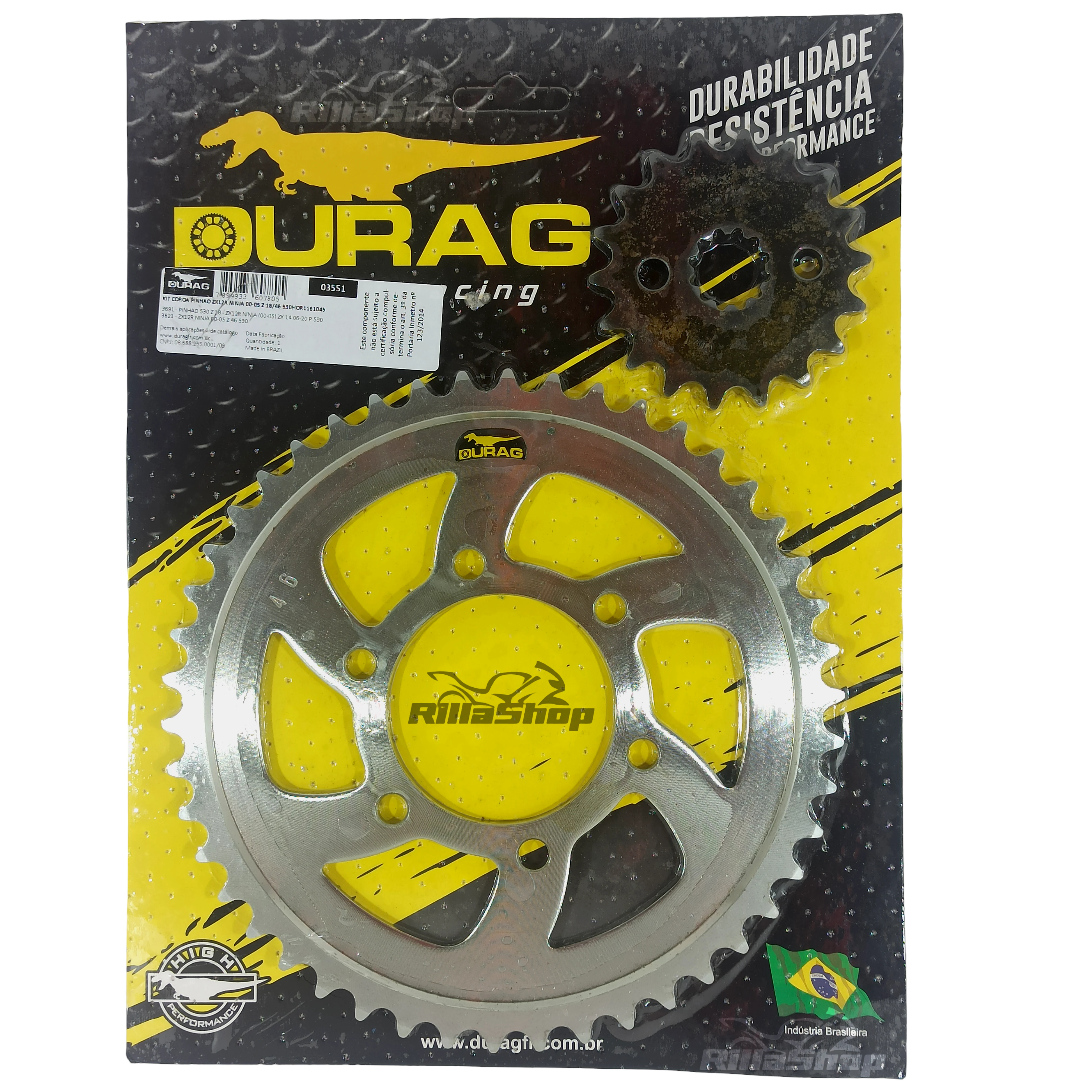 Kit Coroa e Pinhão Durag 530 46/18 Kawasaki Ninja Zx 12 2000 até 2005