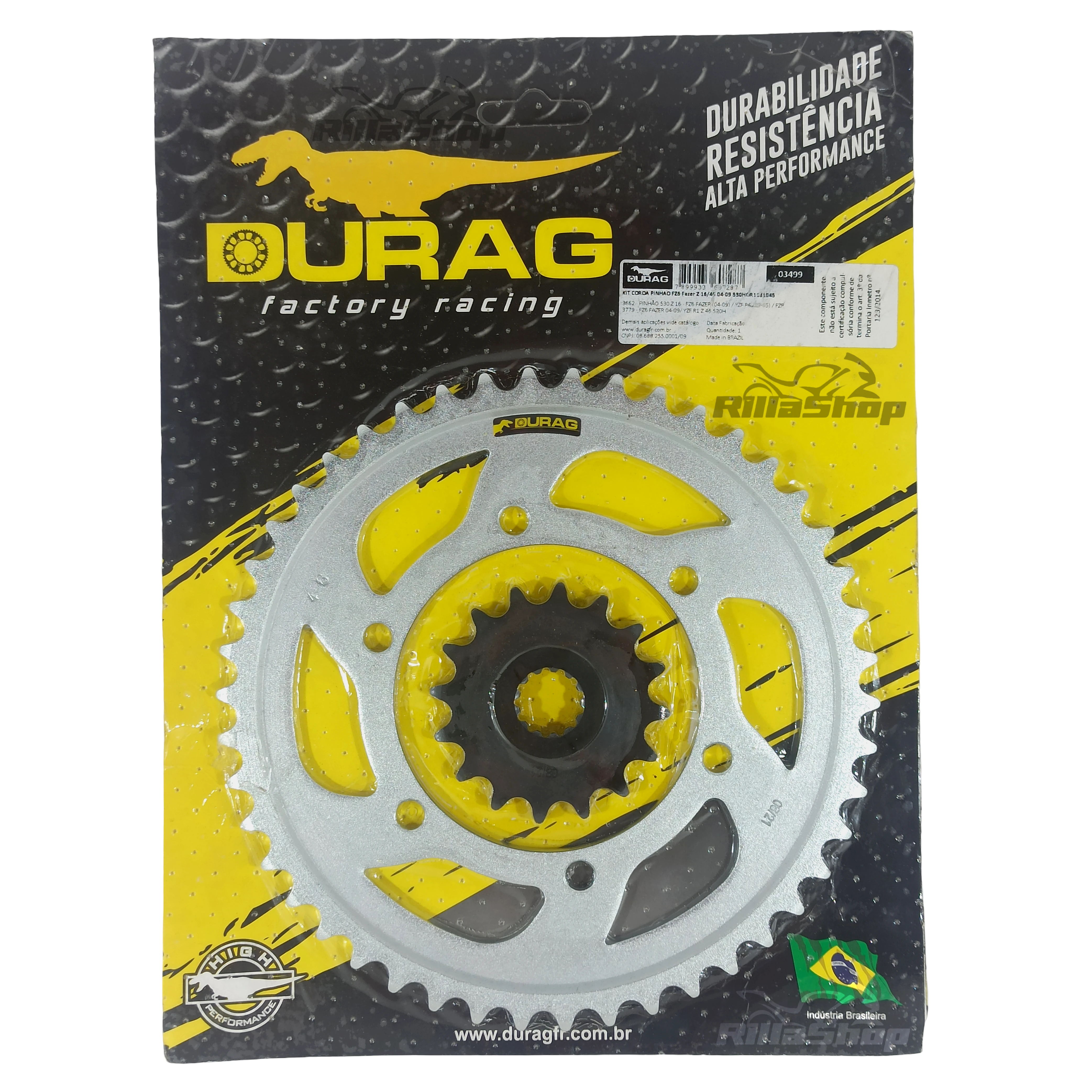 Kit Coroa e Pinhão Durag 530 46/16 Fz6 S N Fazer 600 2004 até 2009