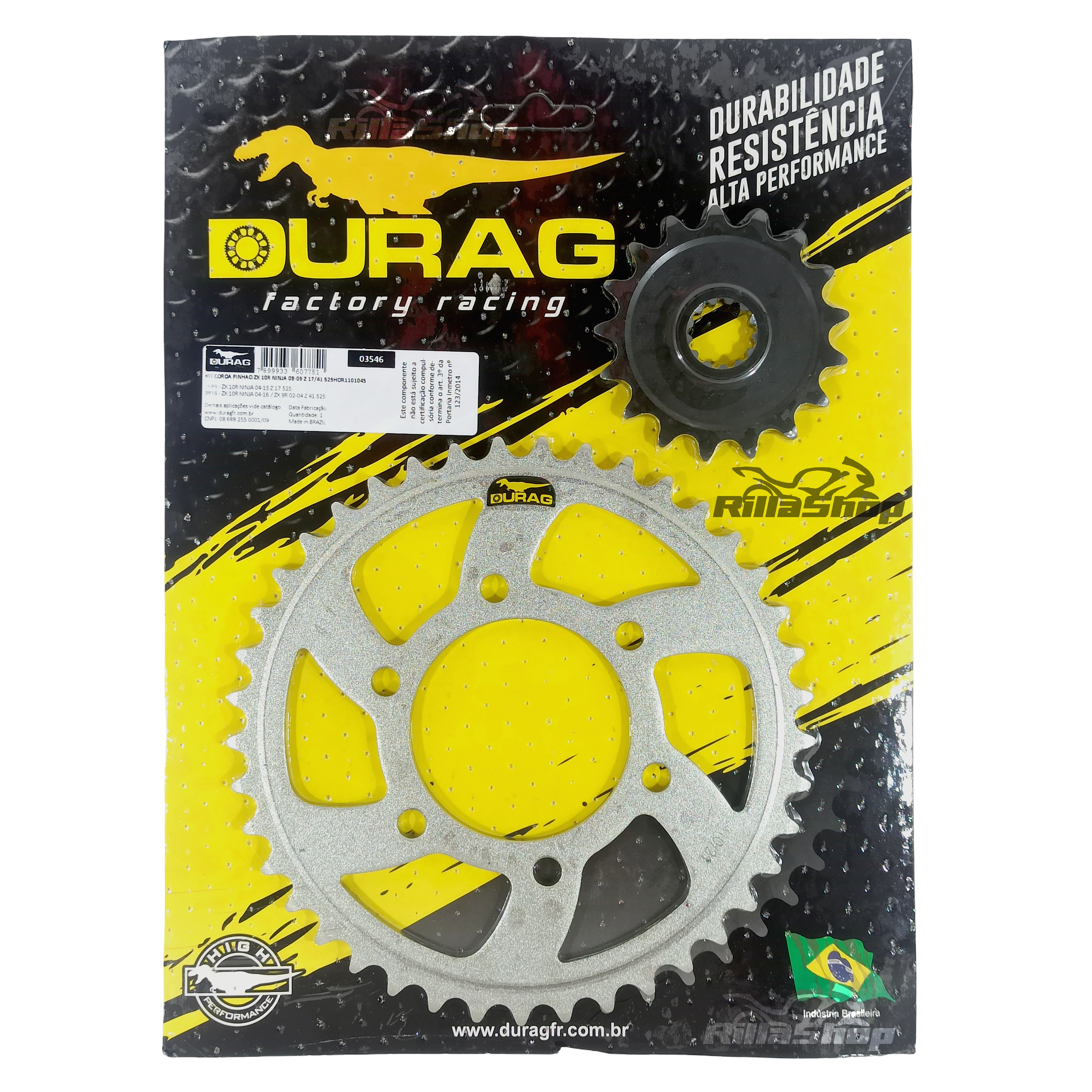 Kit Coroa e Pinhão Durag 525 41/17 Ninja Zx 10 R 2008 até 2010