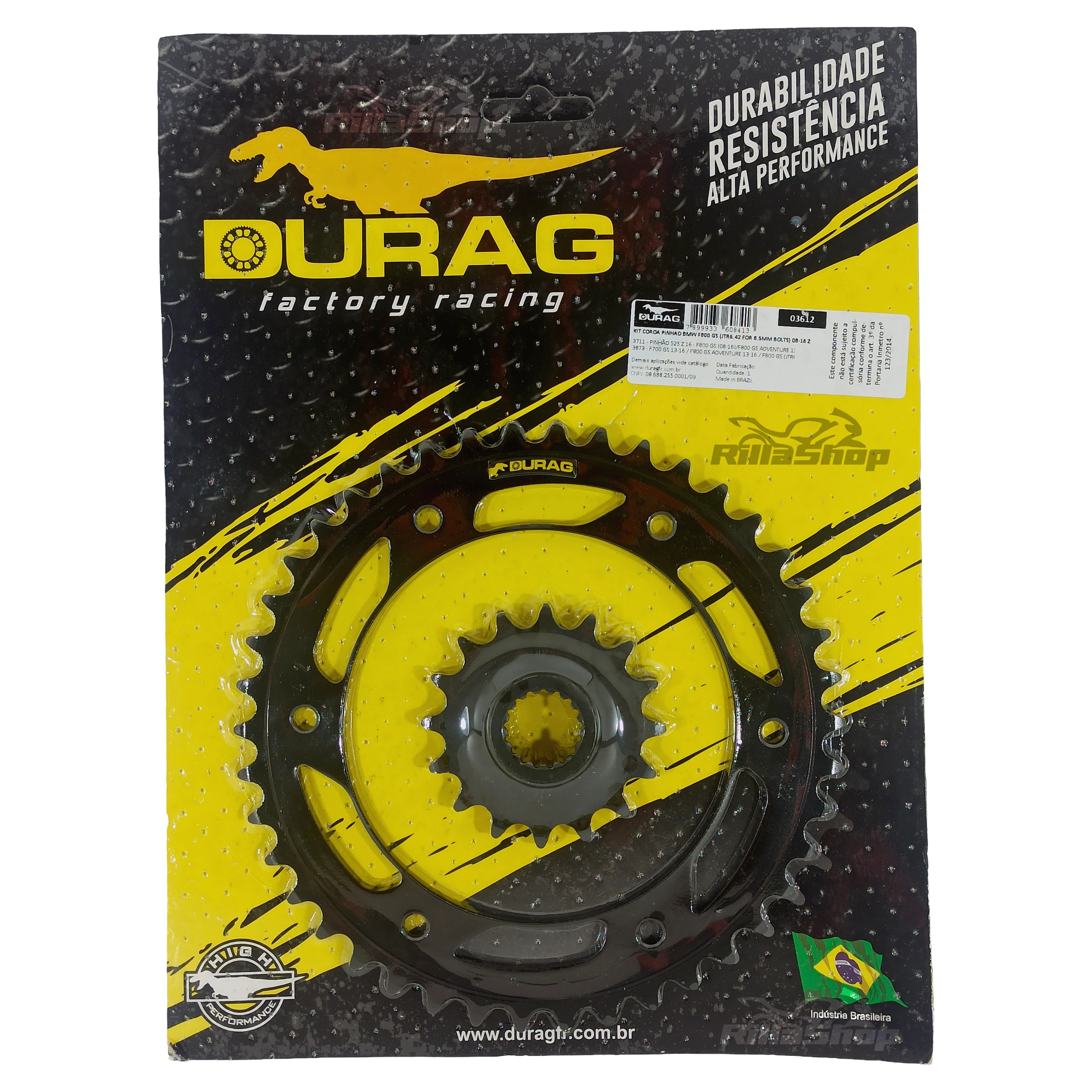 Kit Coroa e Pinhão Durag 525 42/16 Bmw F 800 Gs 2007 até 2018 8,5mm