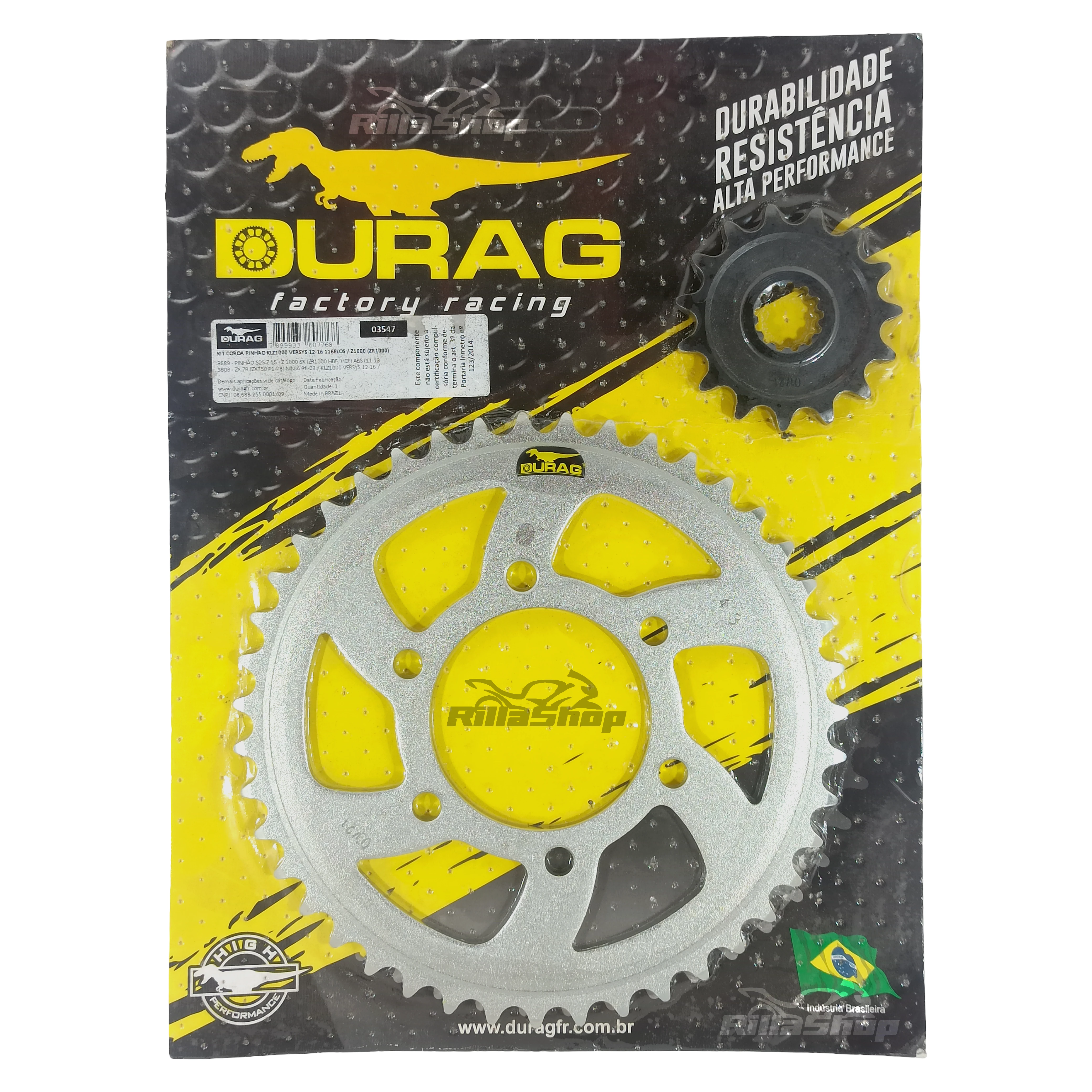 Kit Coroa e Pinhão Durag 525 43/15 Versys 1000 Z 1000 2012 até 2023