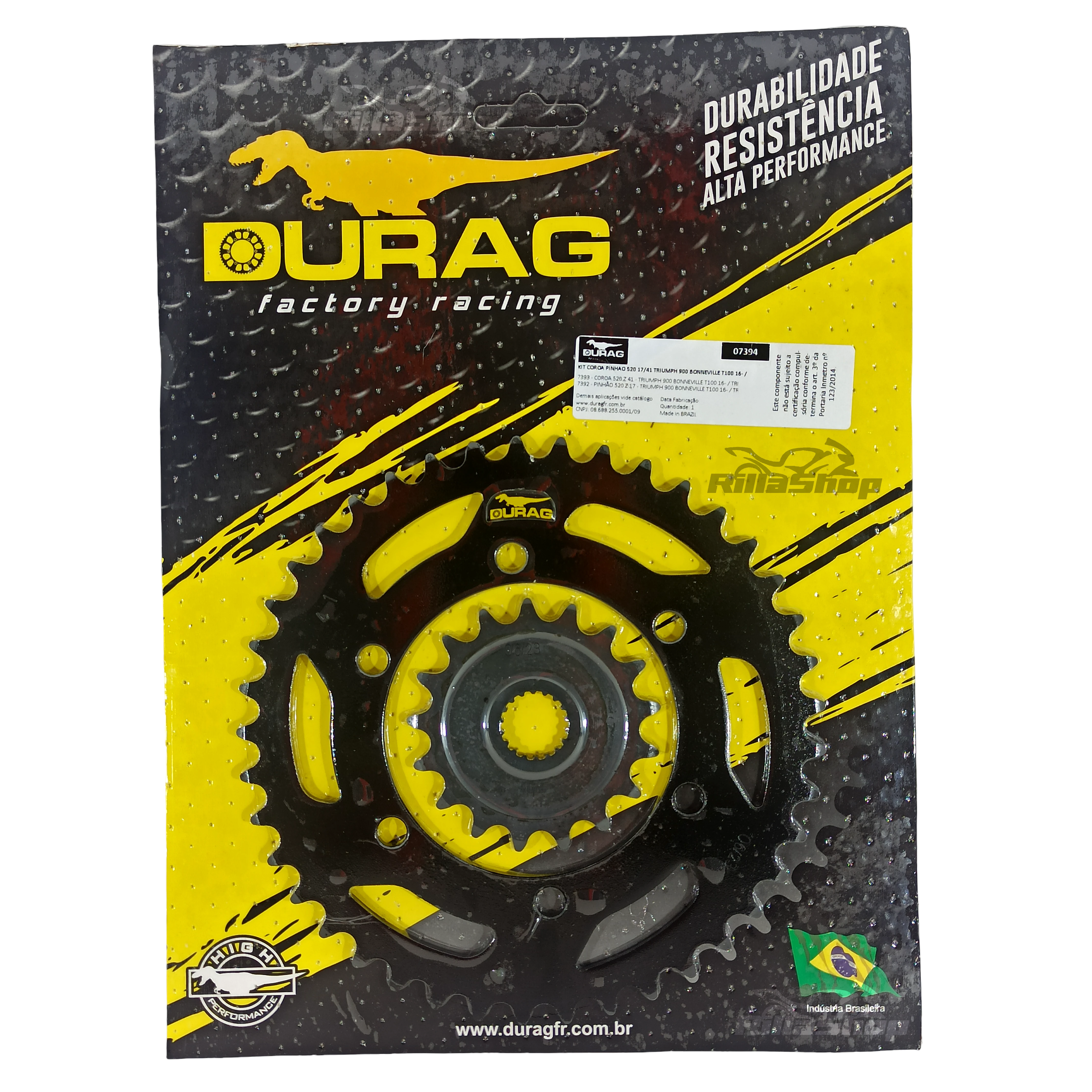 Kit Coroa e Pinhão Durag 520 41/17 Triumph 900 T100 2016 até 2023