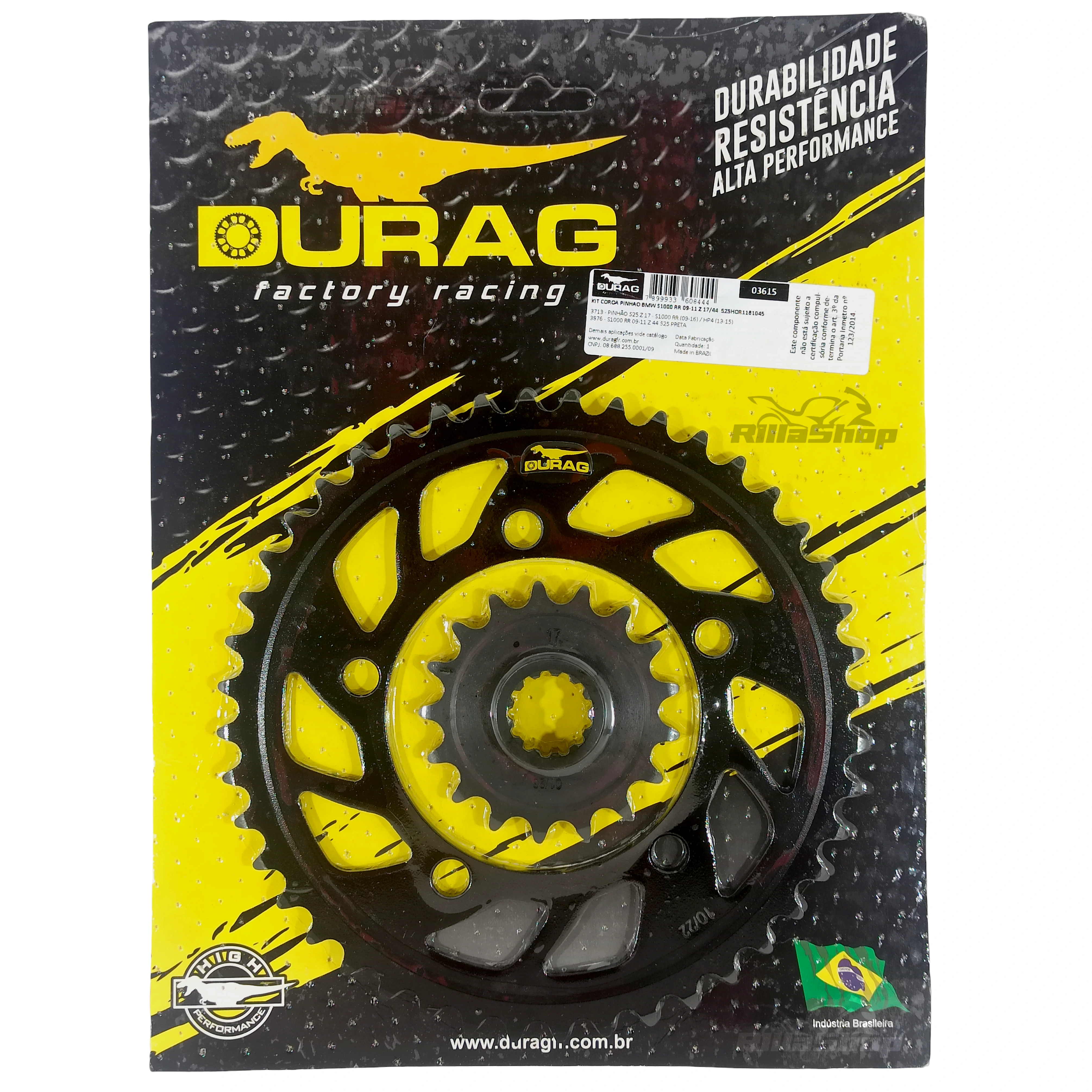 Kit Coroa e Pinhão Durag 525 44/17 Bmw S 1000 Rr 2009 até 2011
