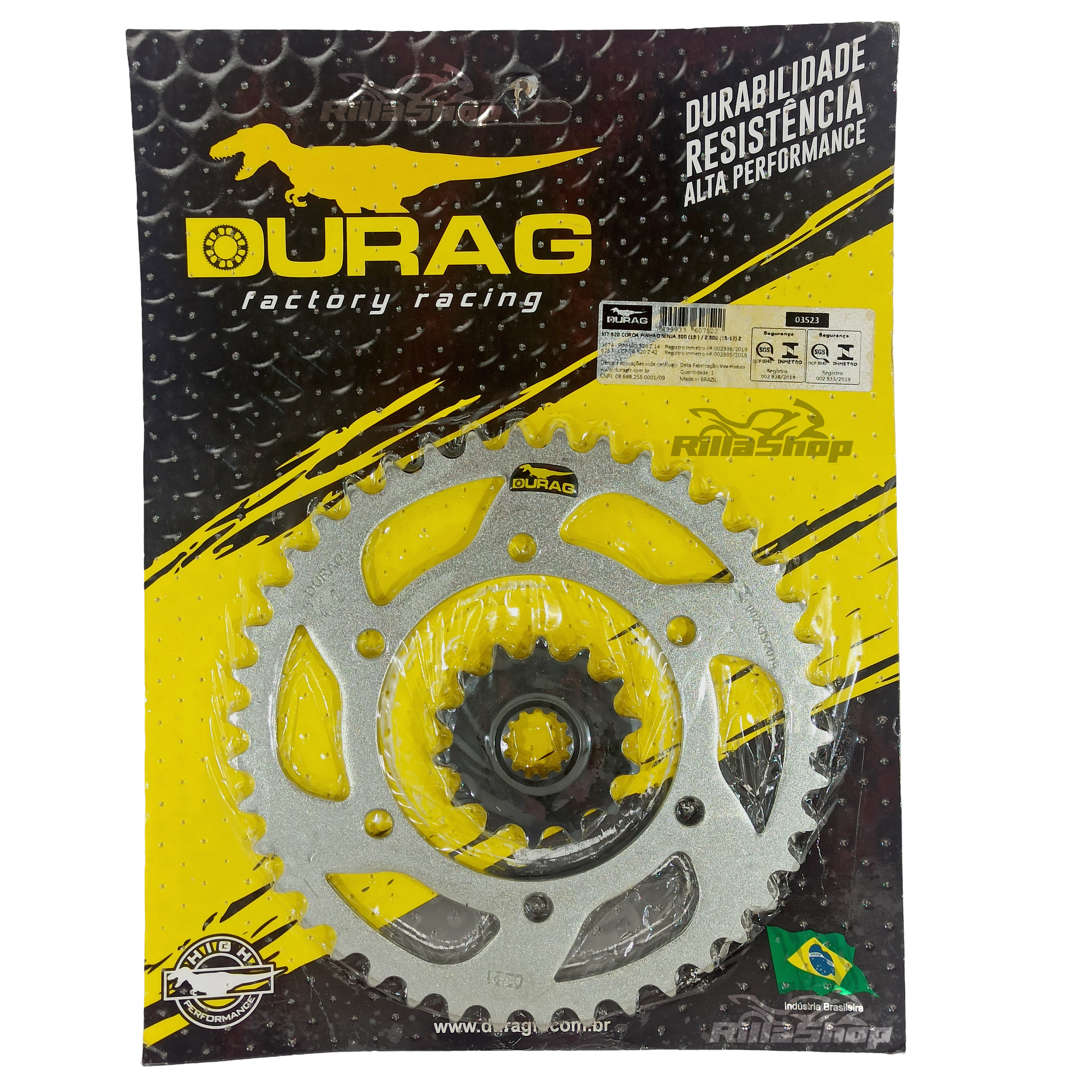 Kit Coroa e Pinhão Durag 520 42/14 Kawasaki Ninja 300 2013 até 2022 Z 300 2015 até 2022
