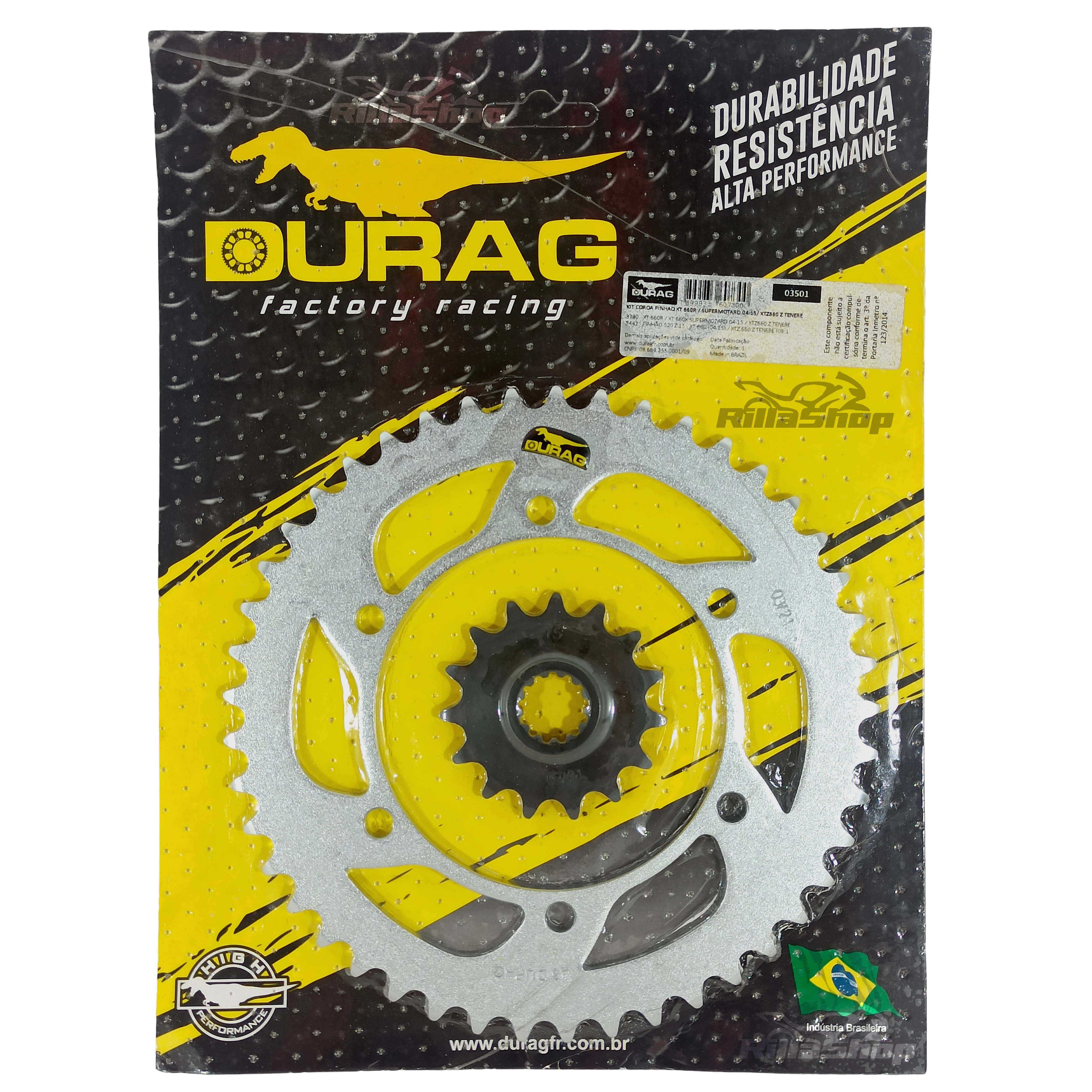 Kit Coroa e Pinhão Durag 520 45/15 Xt 660 R Ténéré 2004 até 2018