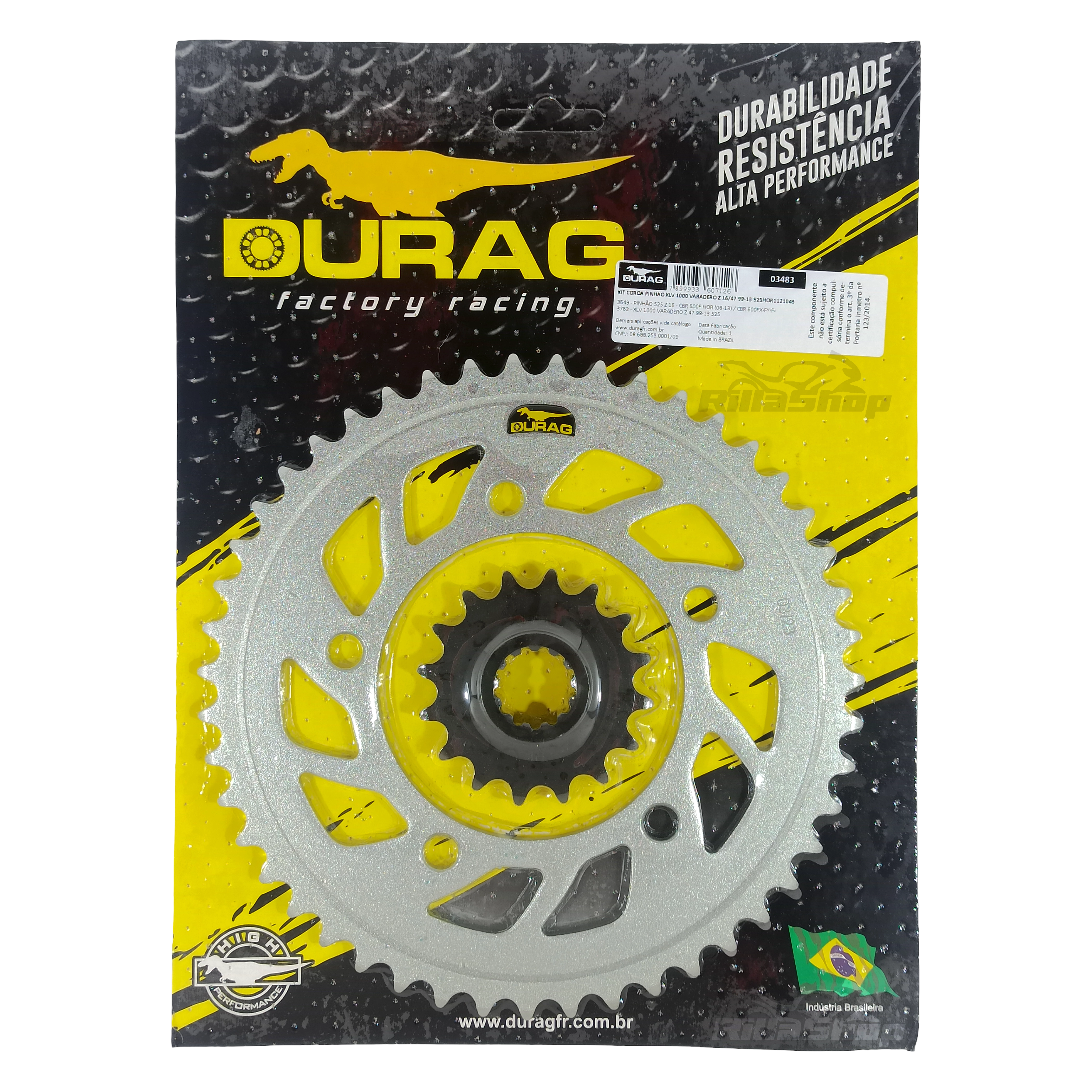 Kit Coroa e Pinhão Durag 525 47/16 Xl 1000 Varadero 1999 até 2013