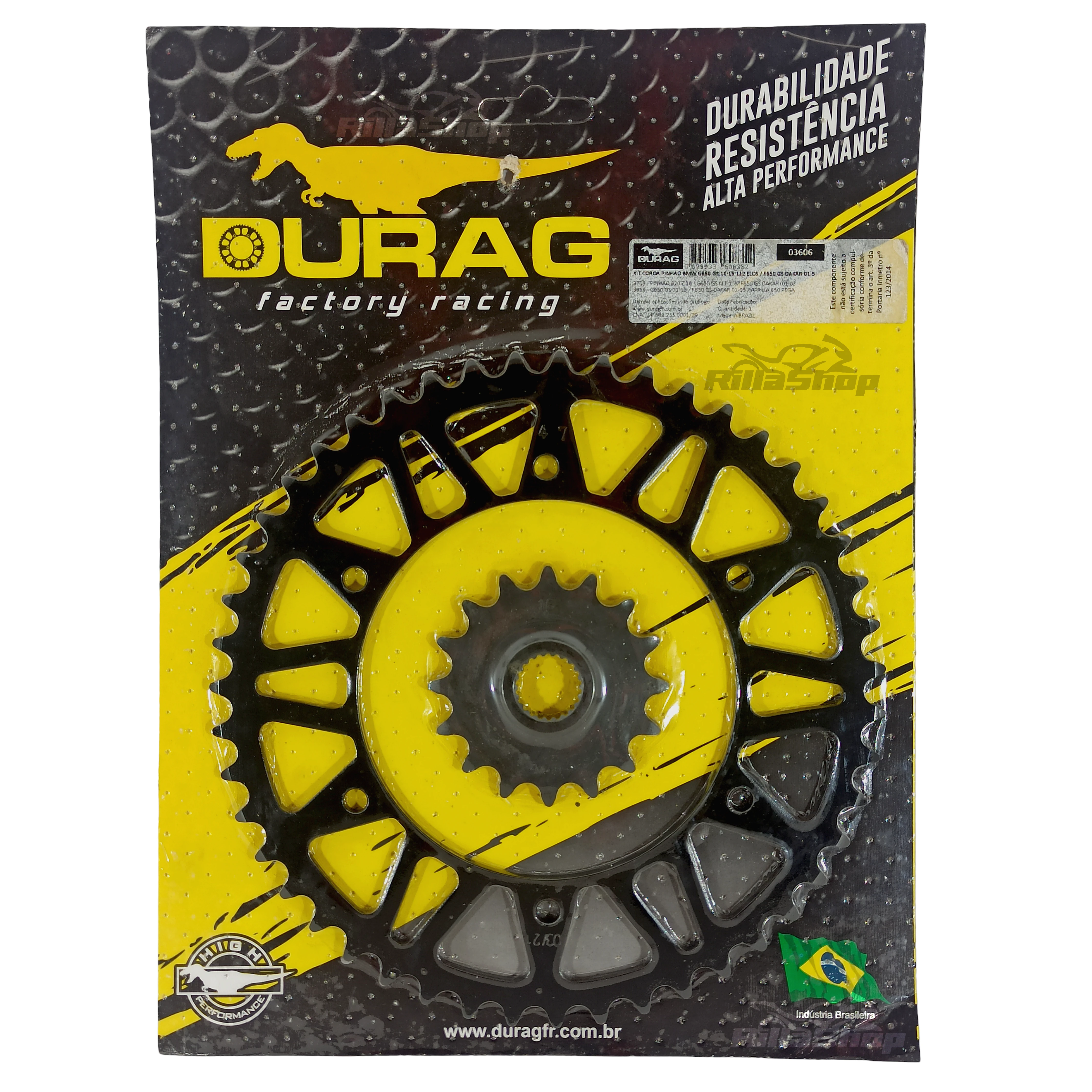 Kit Coroa E Pinhão Durag 520 47/16 Bmw F 650 94/00 Dakar 99/06 F 650 Gs 99/07 G 650 Gs 11/15 Sertão 12/13 Pegaso 650 98/04