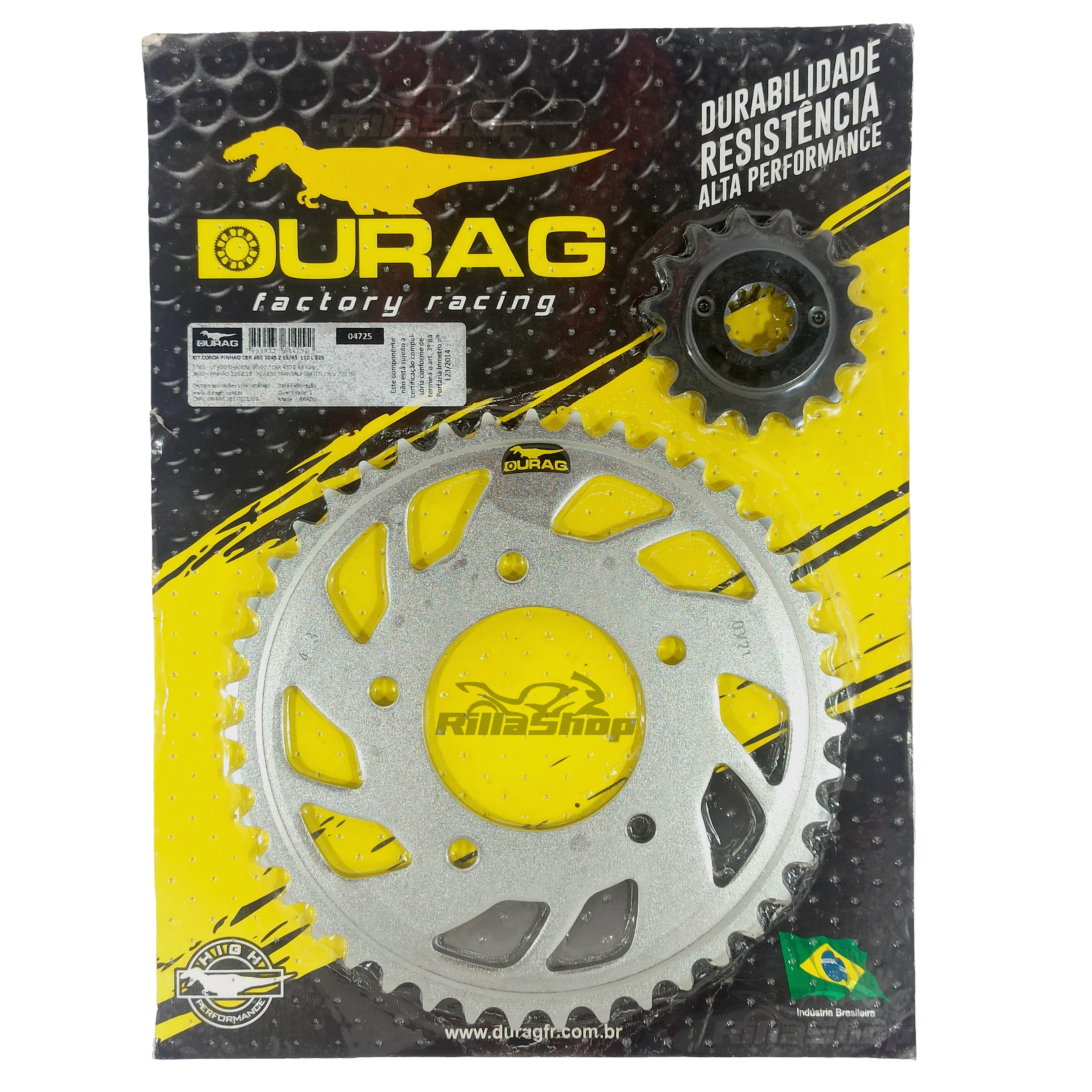 Kit Coroa e Pinhão Durag 525 43/15 Honda Cbr 450 Sr 1989 até 1995