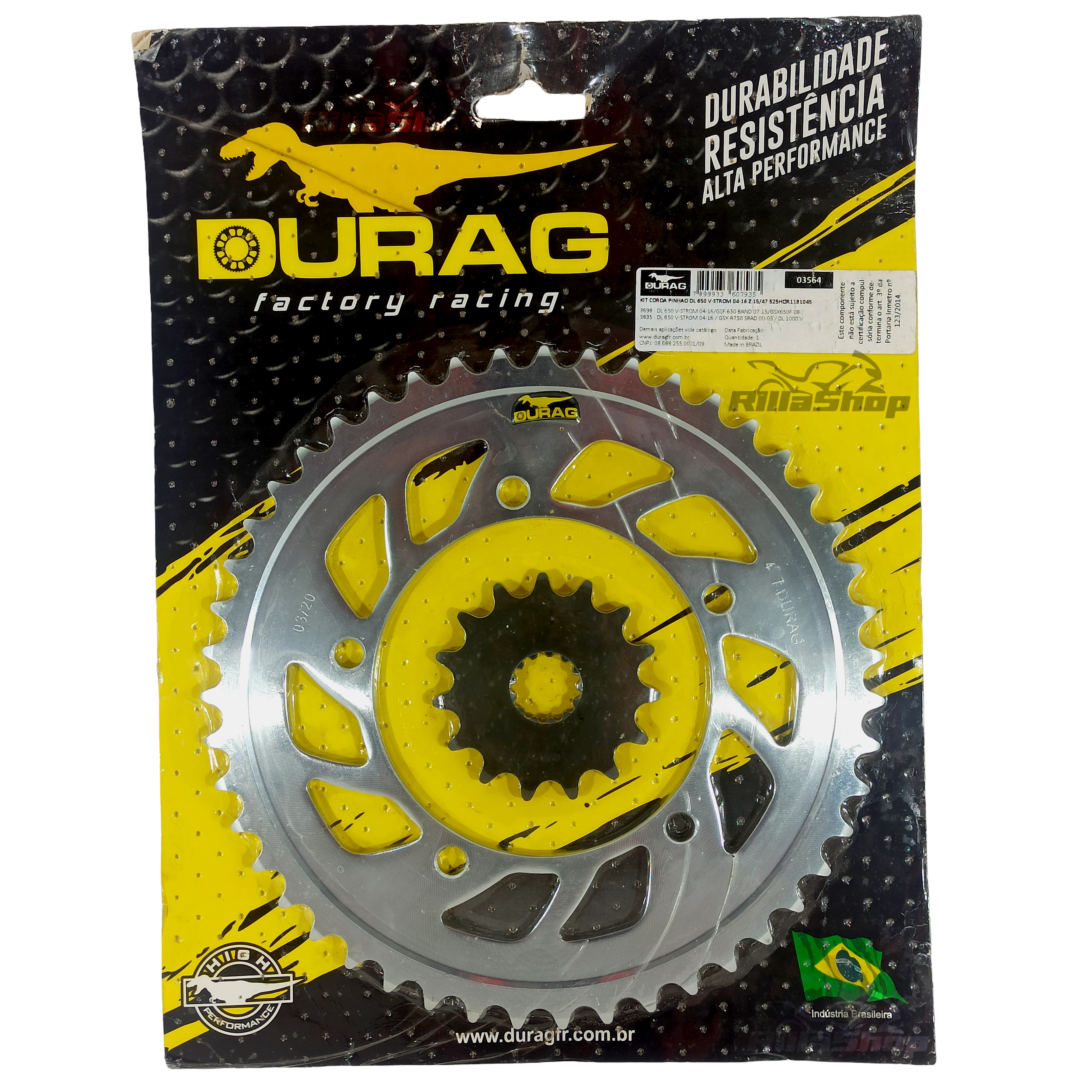 Kit Coroa e Pinhão Durag 525 47/15 Suzuki Dl 650 Dl Xt V Strom 2004 até 2024