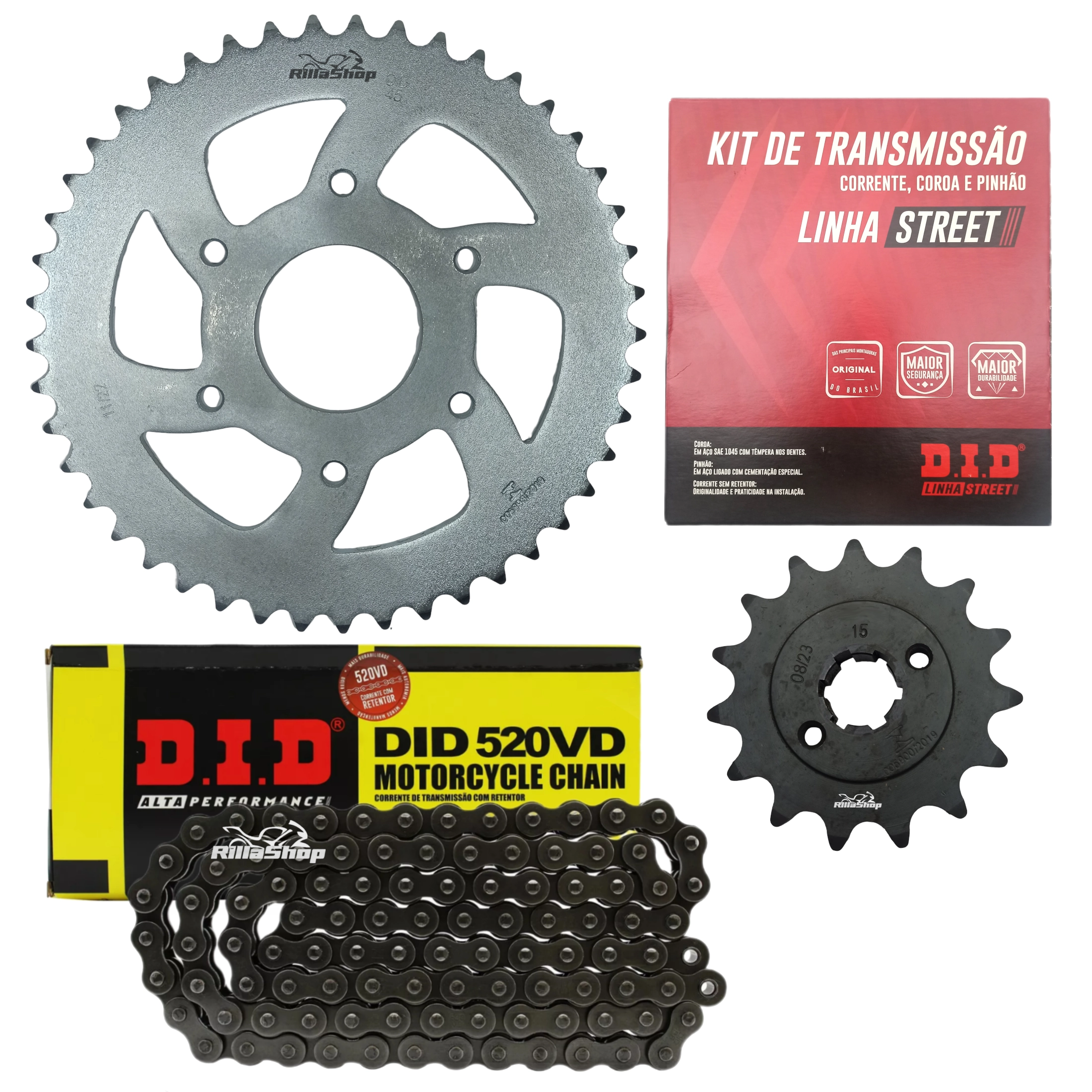 Kit Relação Street Did 520 Vd 120 L 45/15 Bajaj 250 Dominar 2024 e 2025