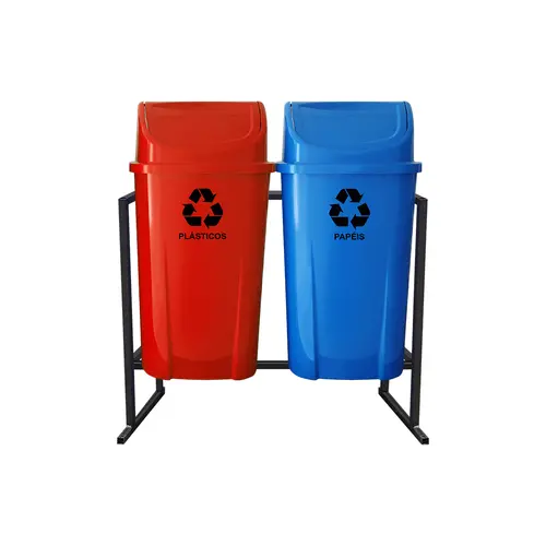Kit Lixeiras Coleta Seletiva Basculante 60L