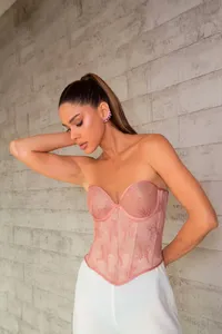Corset em Tule Relva Tomara que Caia Acetinado - imagem 1