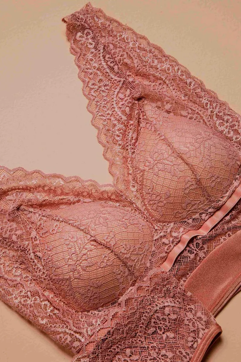 Top Bralette em Renda e Cetinete – Gothique