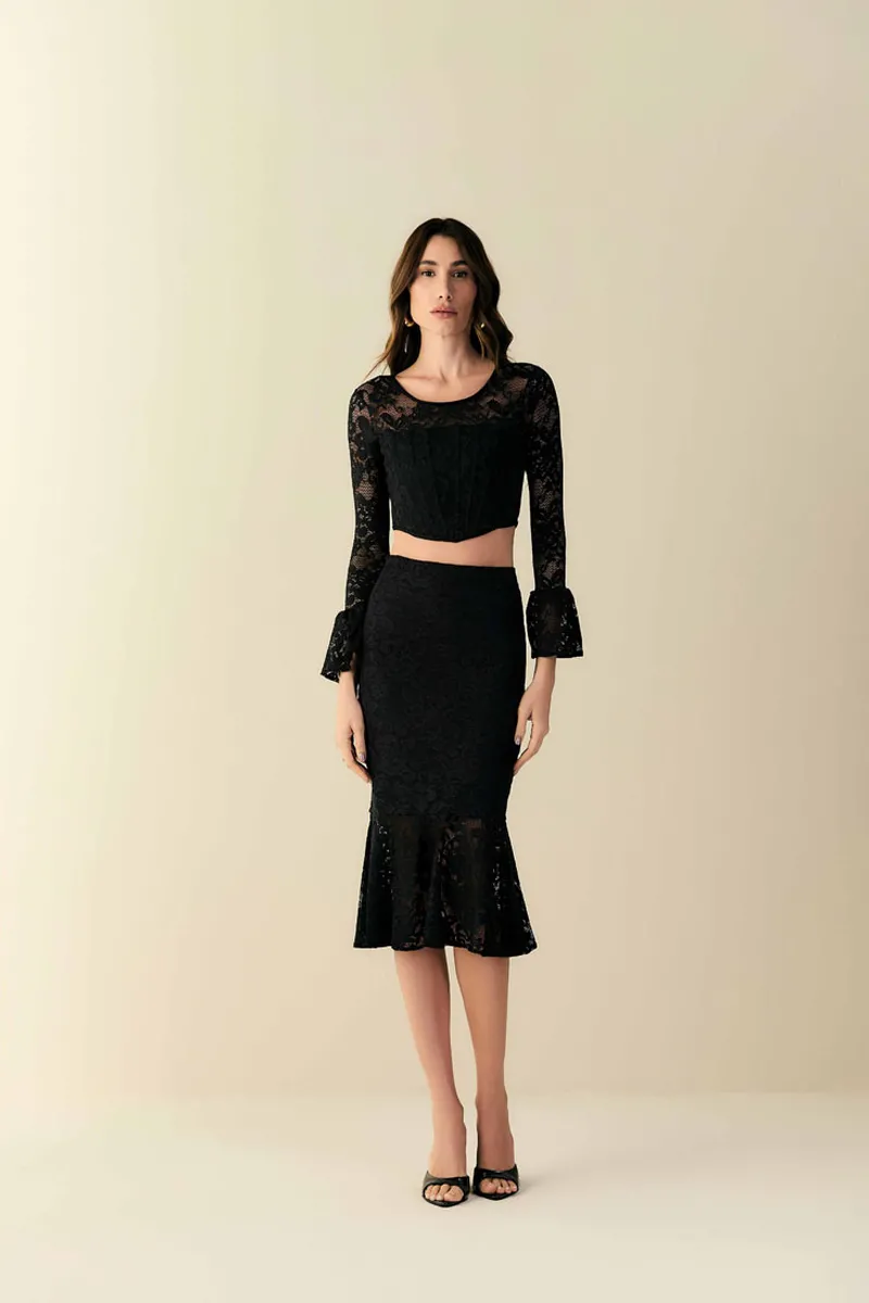 Corset em Renda Manga Longa