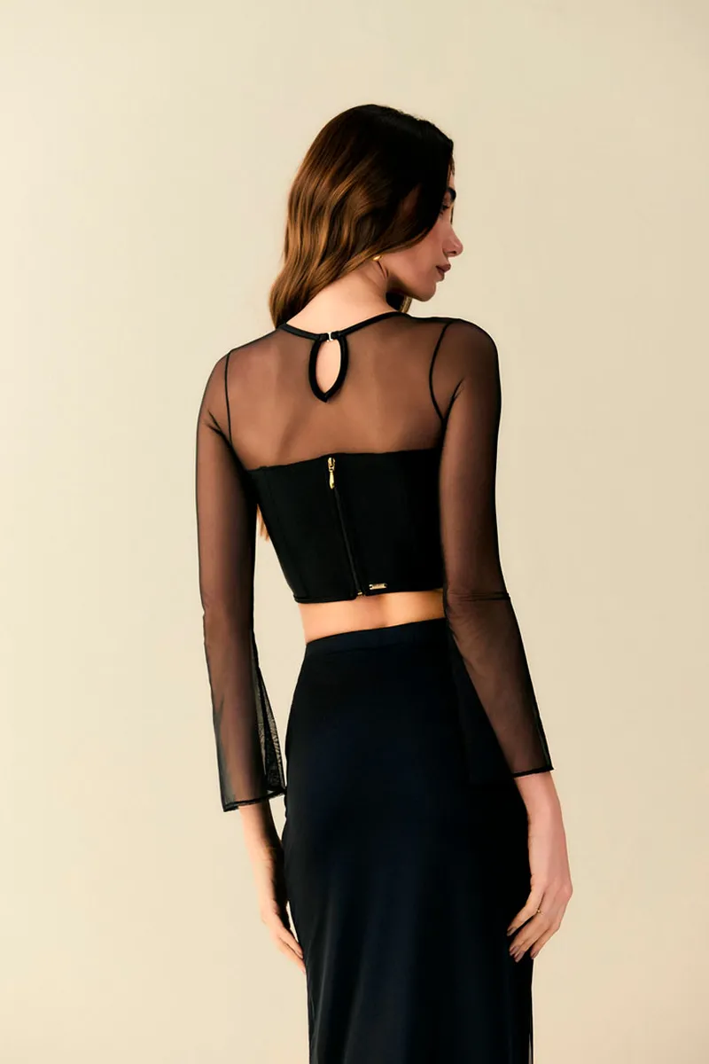Top Corselet Manga Longa (Cor Preto)