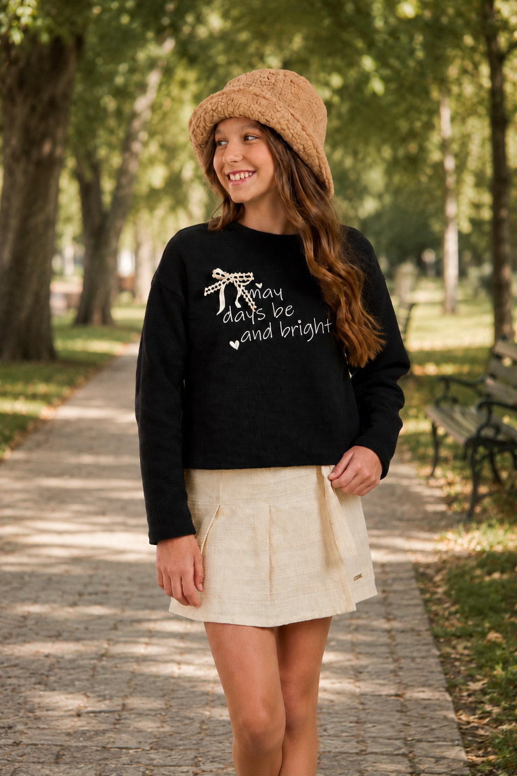 Conjunto Infantil Soft Urban com Saia Texturizada