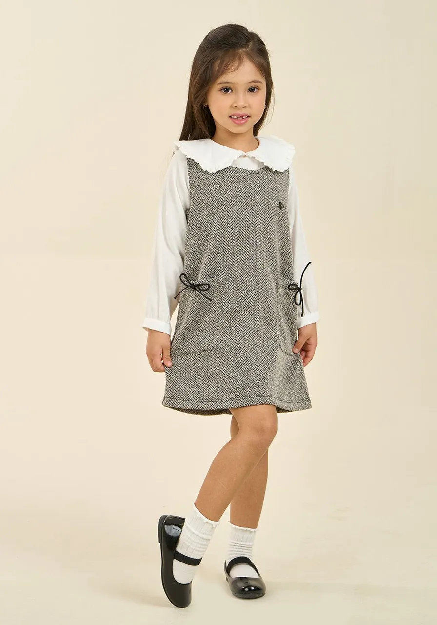 Vestido Infantil Classic Tweed com Gola Babado