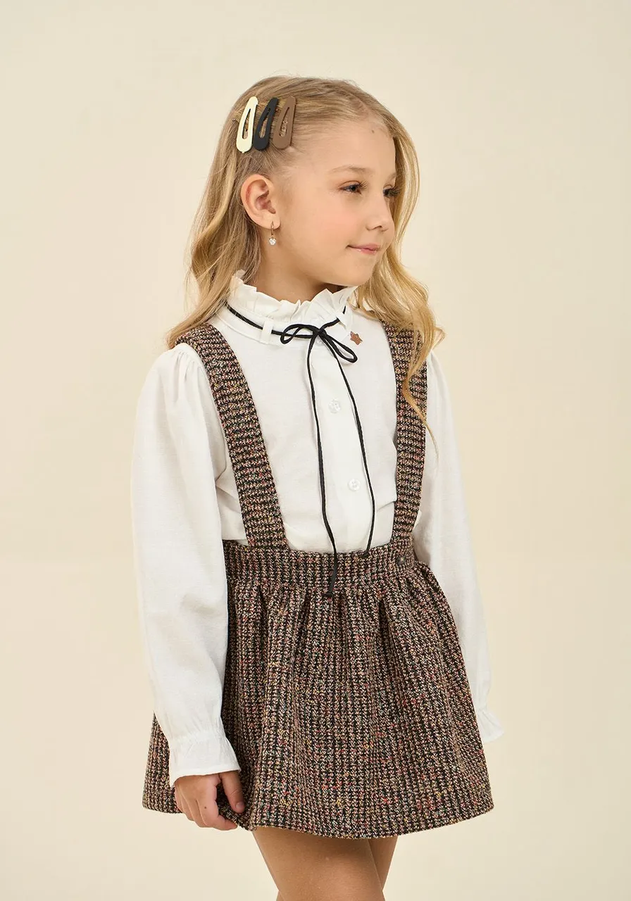 Conjunto Infantil Elegance Tweed com Camisa Off White