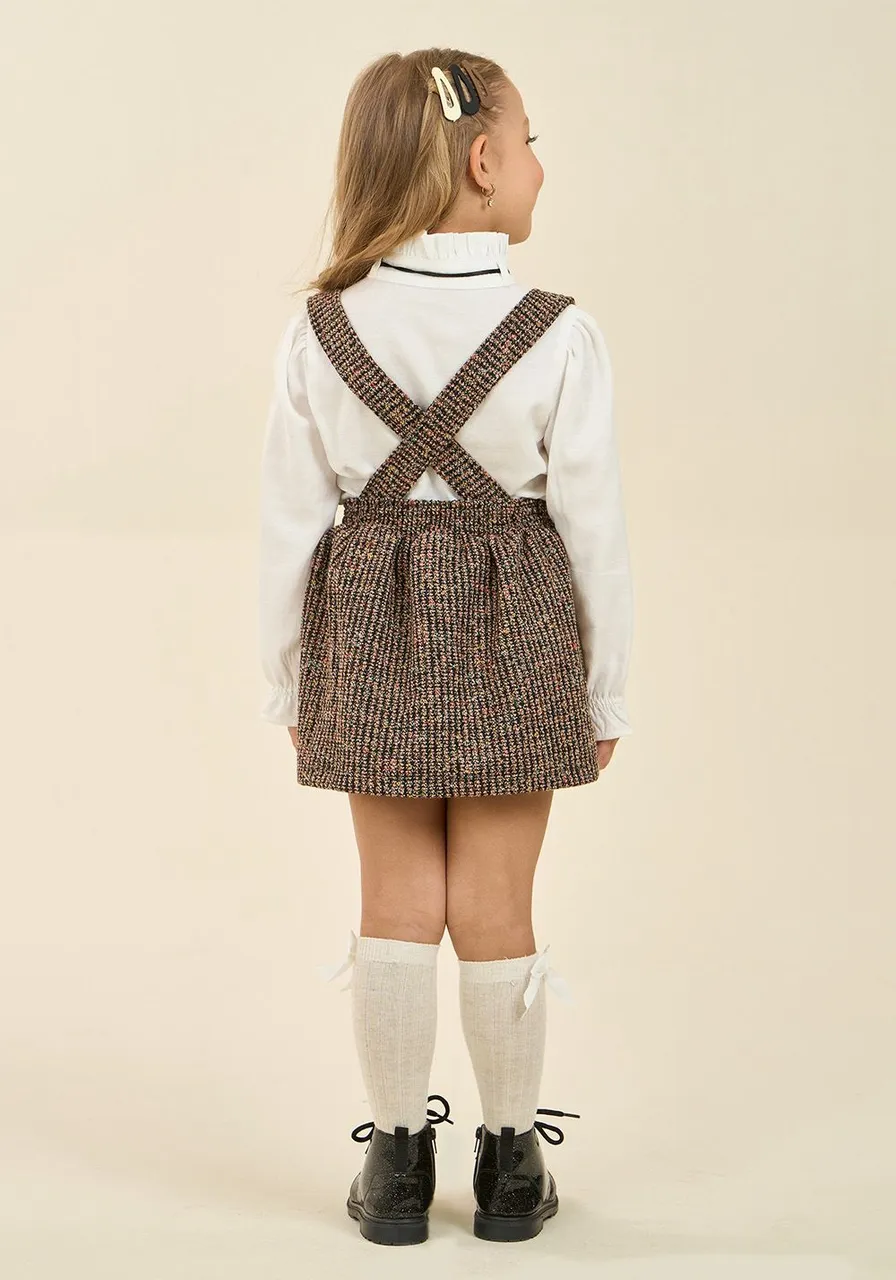 Conjunto Infantil Elegance Tweed com Camisa Off White