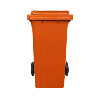 Contêiner de Lixo ou Lixeira Com Rodas 120 Litros Laranja