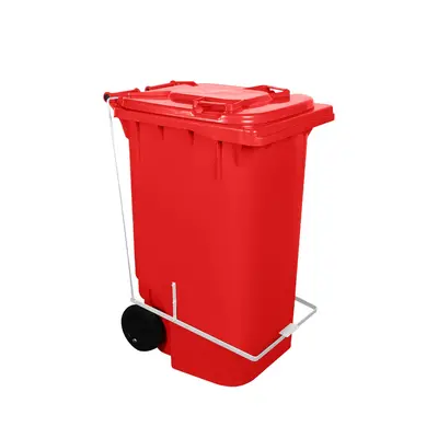 Contêiner de Lixo ou Lixeira 240 Litros Com Pedal Vermelho