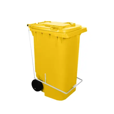 Contêiner de Lixo ou Lixeira 240 Litros Com Pedal Amarelo