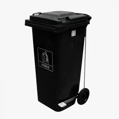 Carro Coletor de lixo Mod. Europeu 120 litros C/ Pedal - PRETO