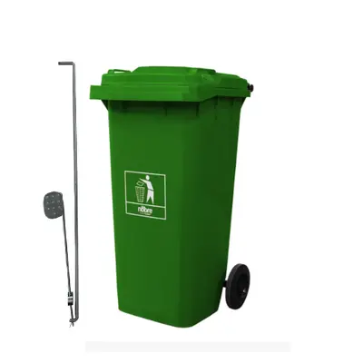 Carro Coletor de lixo Mod. Europeu 120 litros c/ Pedal - VERDE