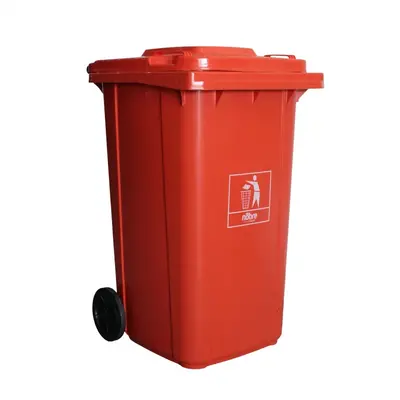 Coletora Plástica 240 Litros c/ rodas (mod. europeu) Nobre - Laranja