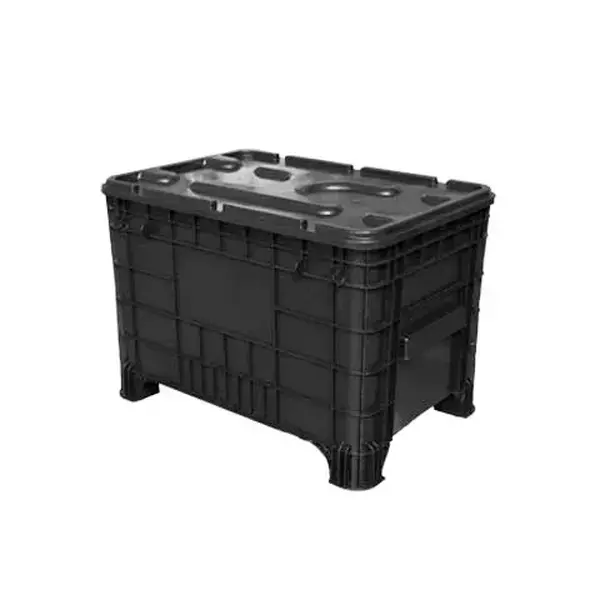 Caixa Plástica Gruplast  372 Litros Empilhável Sem Tampa Preta