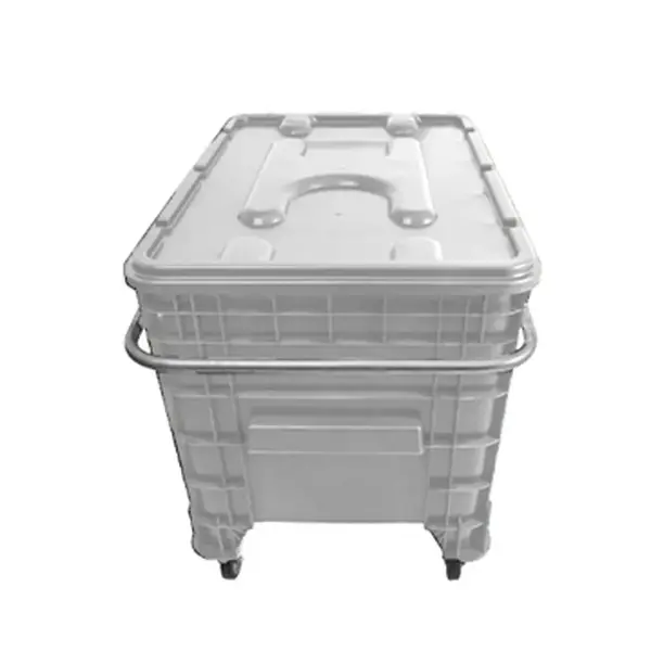 Caixa Plástica 372 Litros Branca Com Puxador Lateral e Tampa