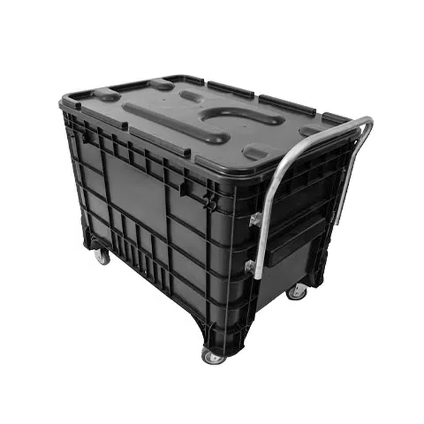 Carrinho Coletor Para Condominio 372 Litros Preta Com Puxador Frontal