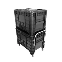 Carrinho Coletor Para Condominio 372 Litros Preta Com Puxador Frontal - imagem 2